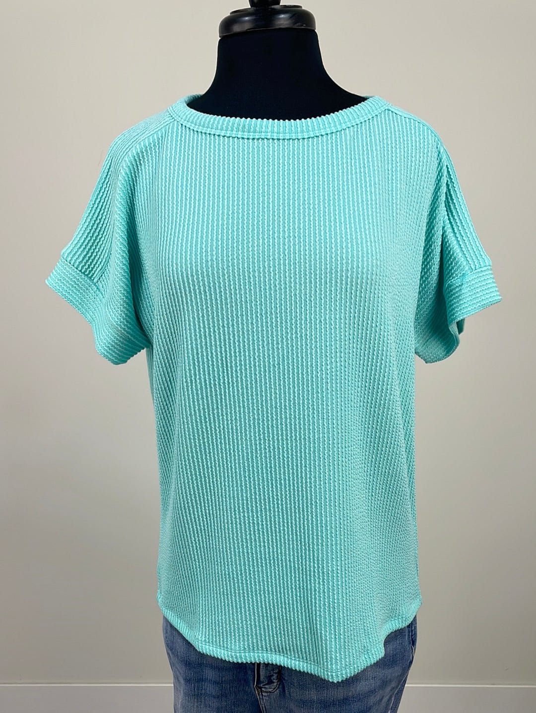 Aqua Texture Rib Top