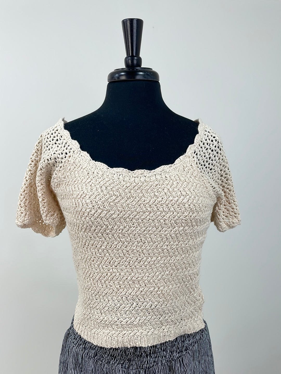 Natural Square Neck Crochet Top