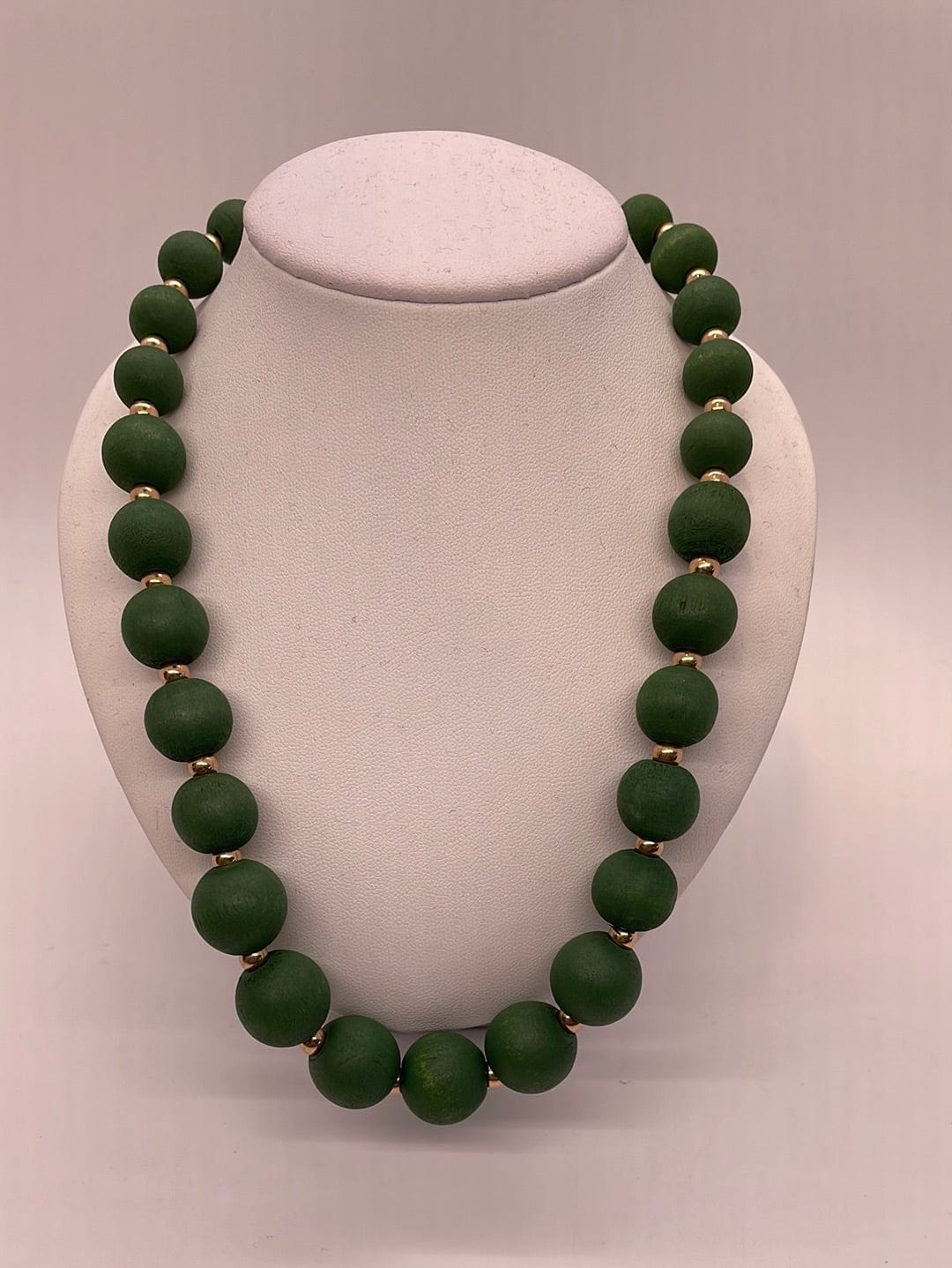 Green Wood Beaded Necklace