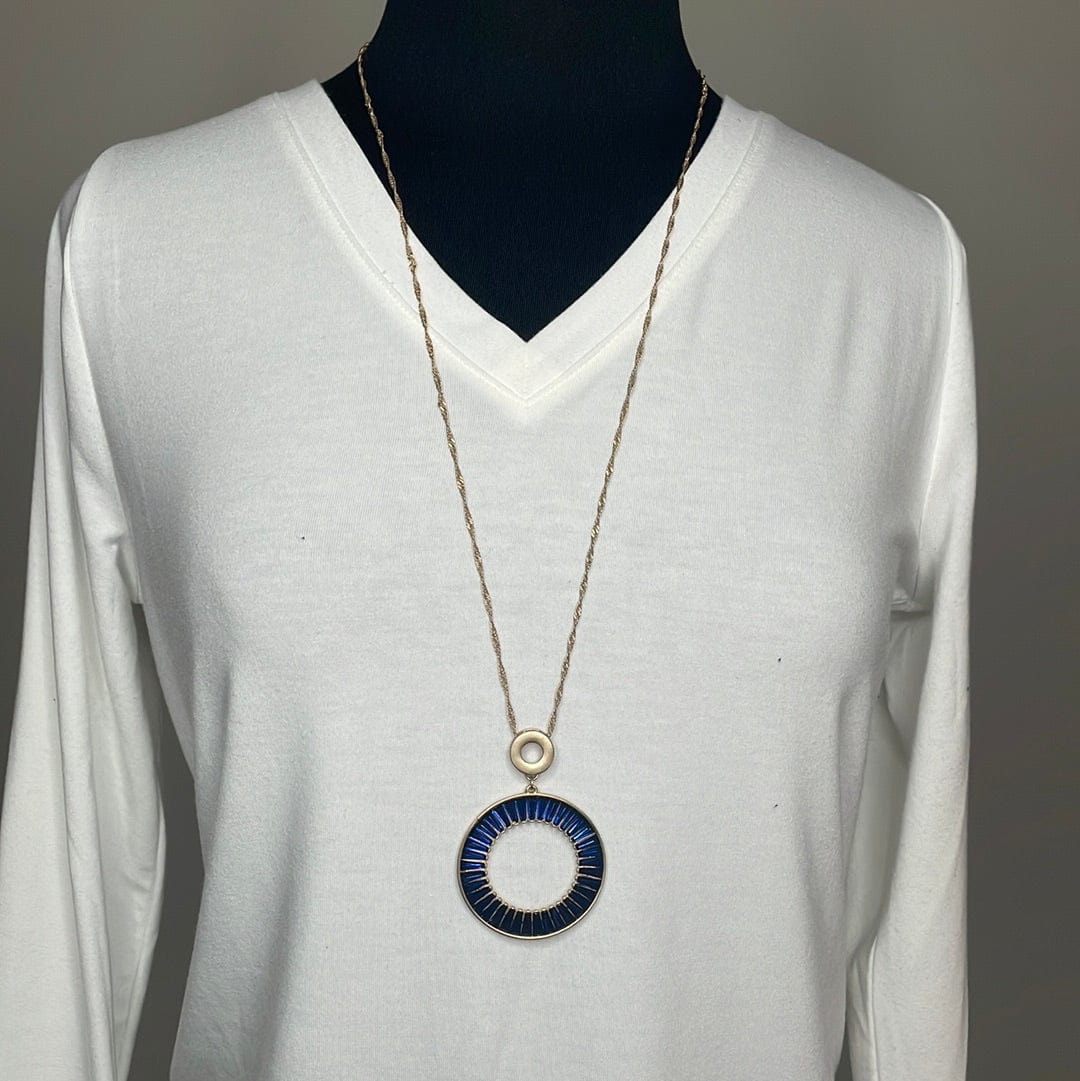 Navy Dazzle Pendant Necklace