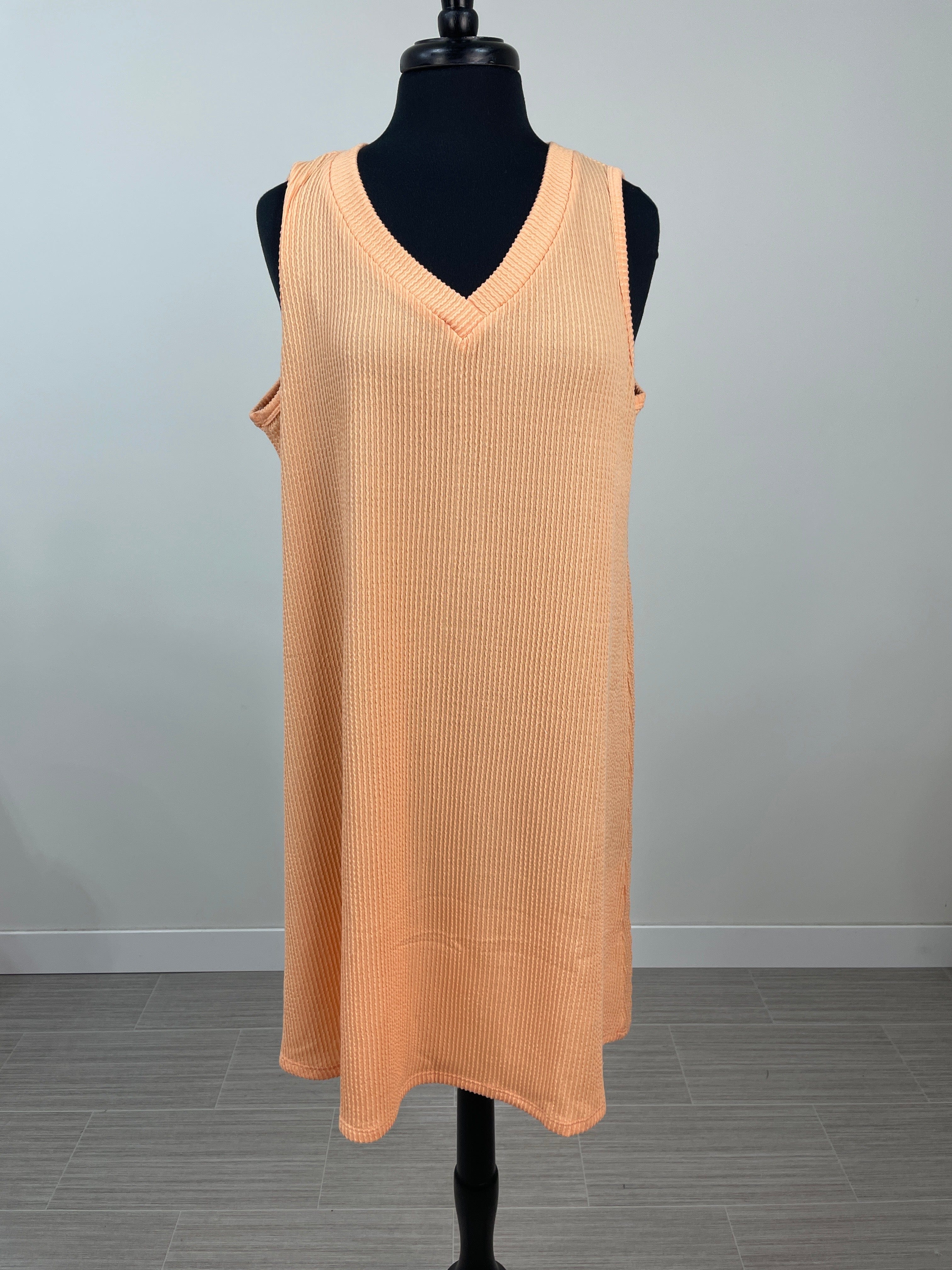 Apricot Ribbed Tank Dress