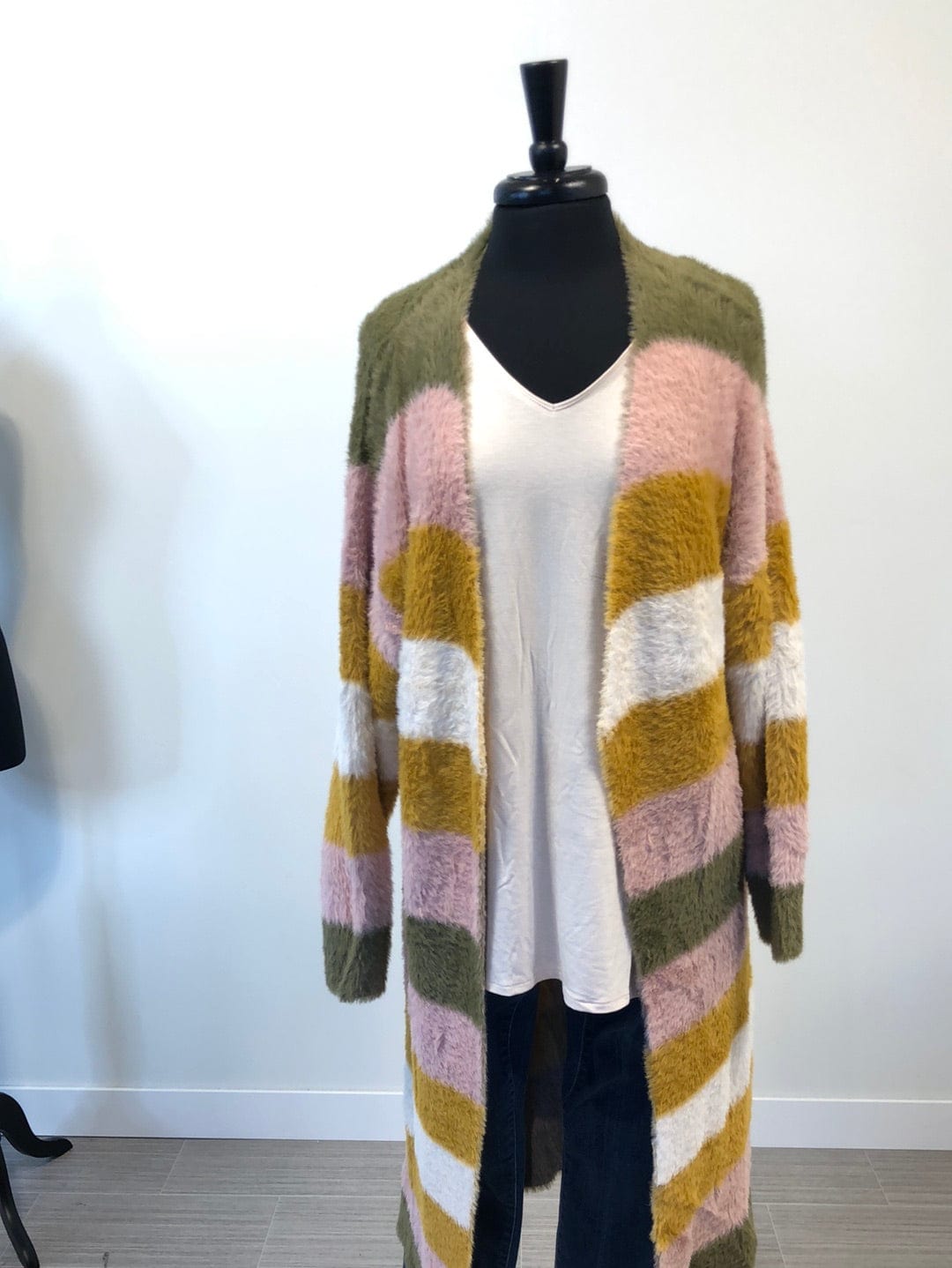 Fuzzy Vintage Stripe Cardigan