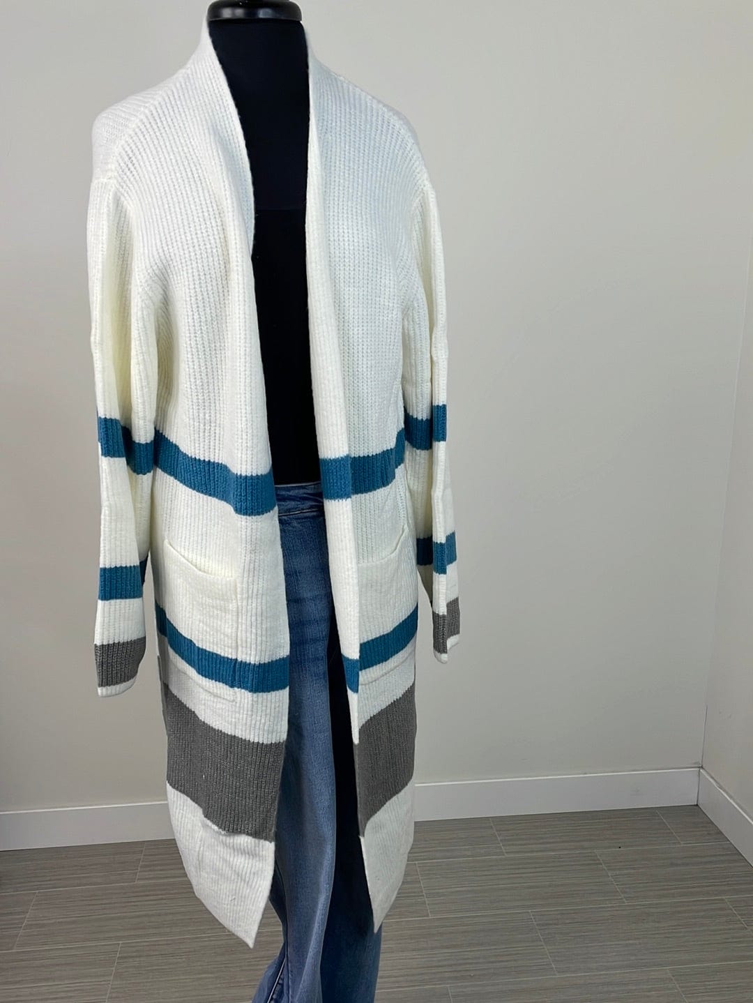 Long Stripe Cardigan Sweater