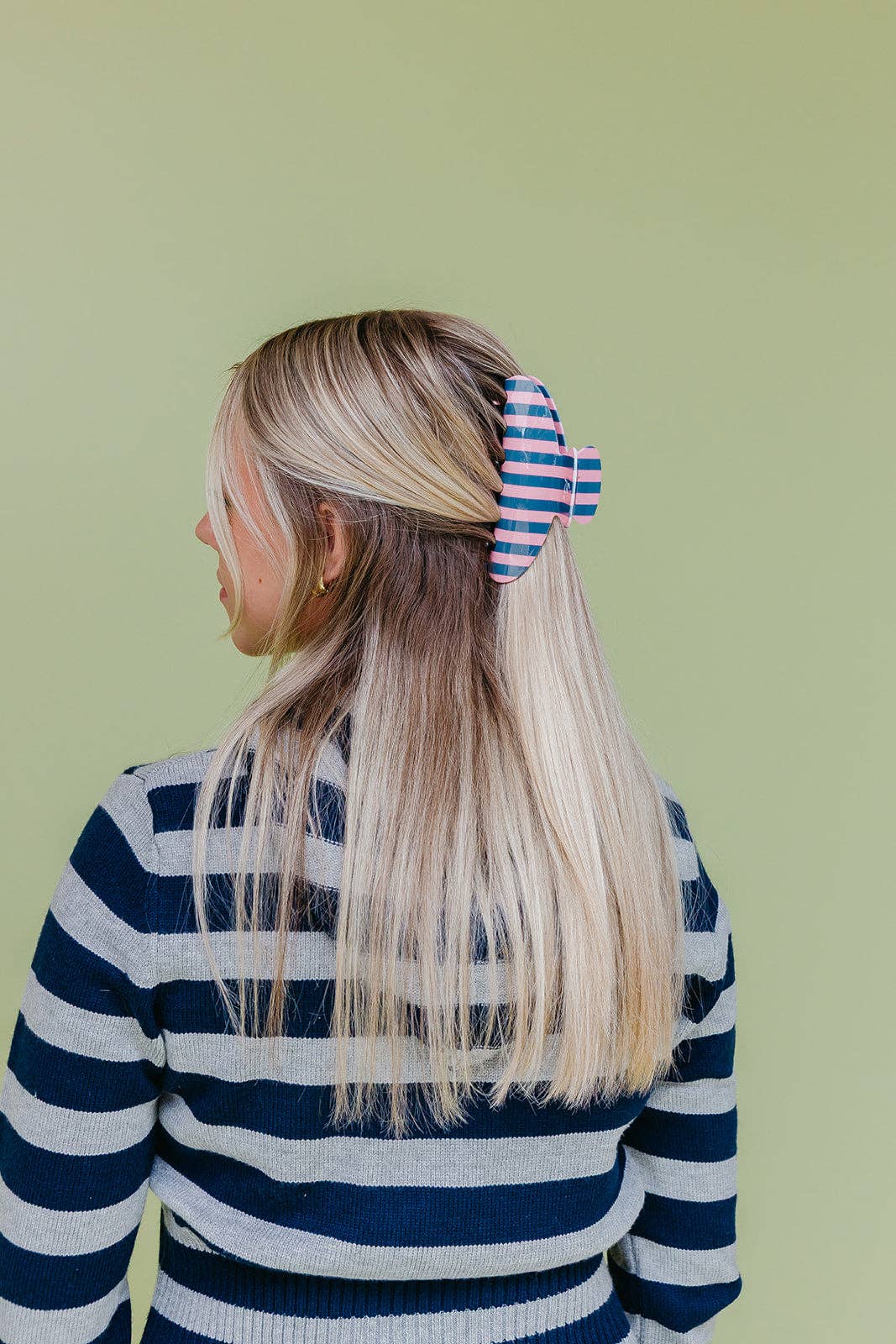 POLKA DOT & STRIPED OVERSIZED CLAWS: BROWN AND CREAM STRIPED