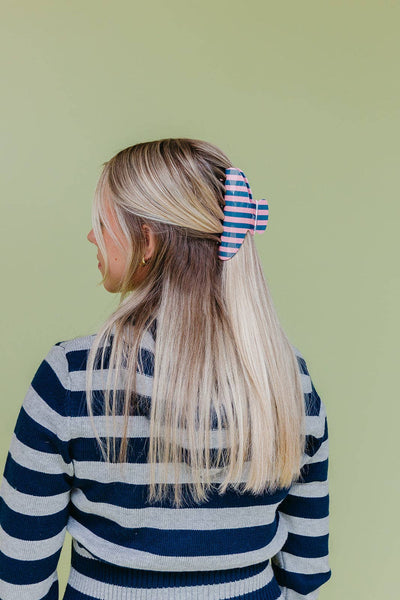POLKA DOT & STRIPED OVERSIZED CLAWS: BROWN AND BLUE STRIPED