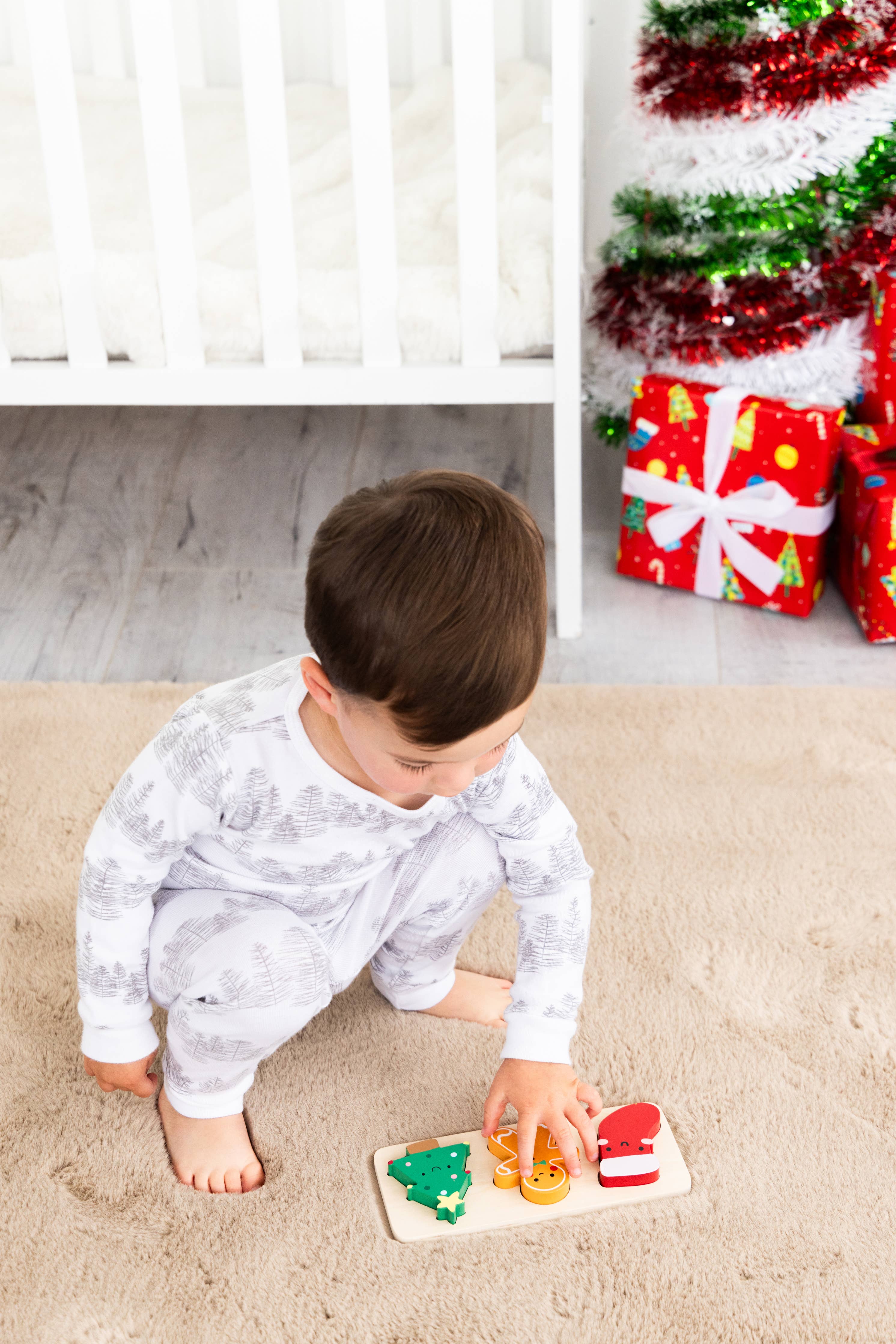 Wooden Christmas Holiday Puzzle, Montessori Learning Toy