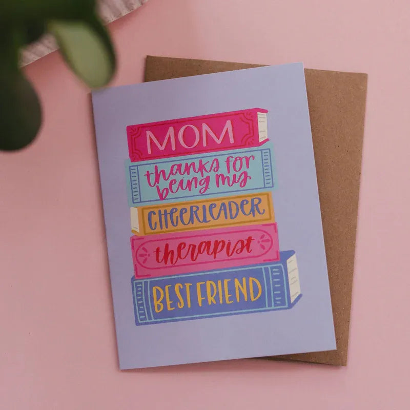 Mom Book Stack Greeting Card