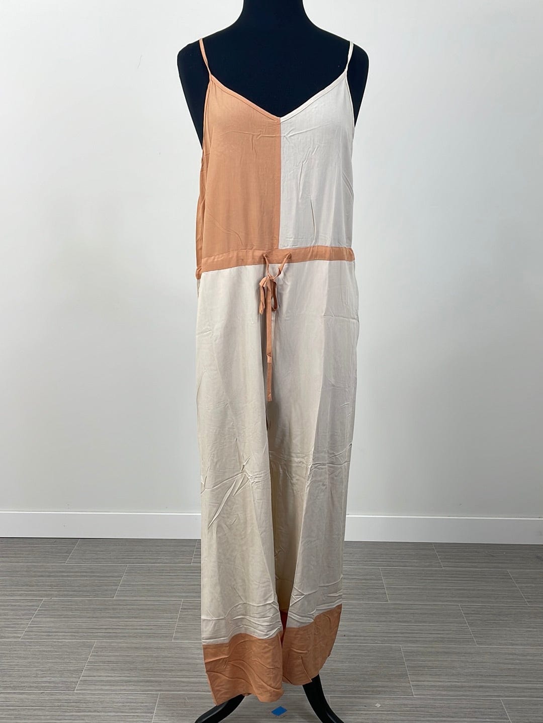 Oatmeal & Coral Colorblock Jumpsuit