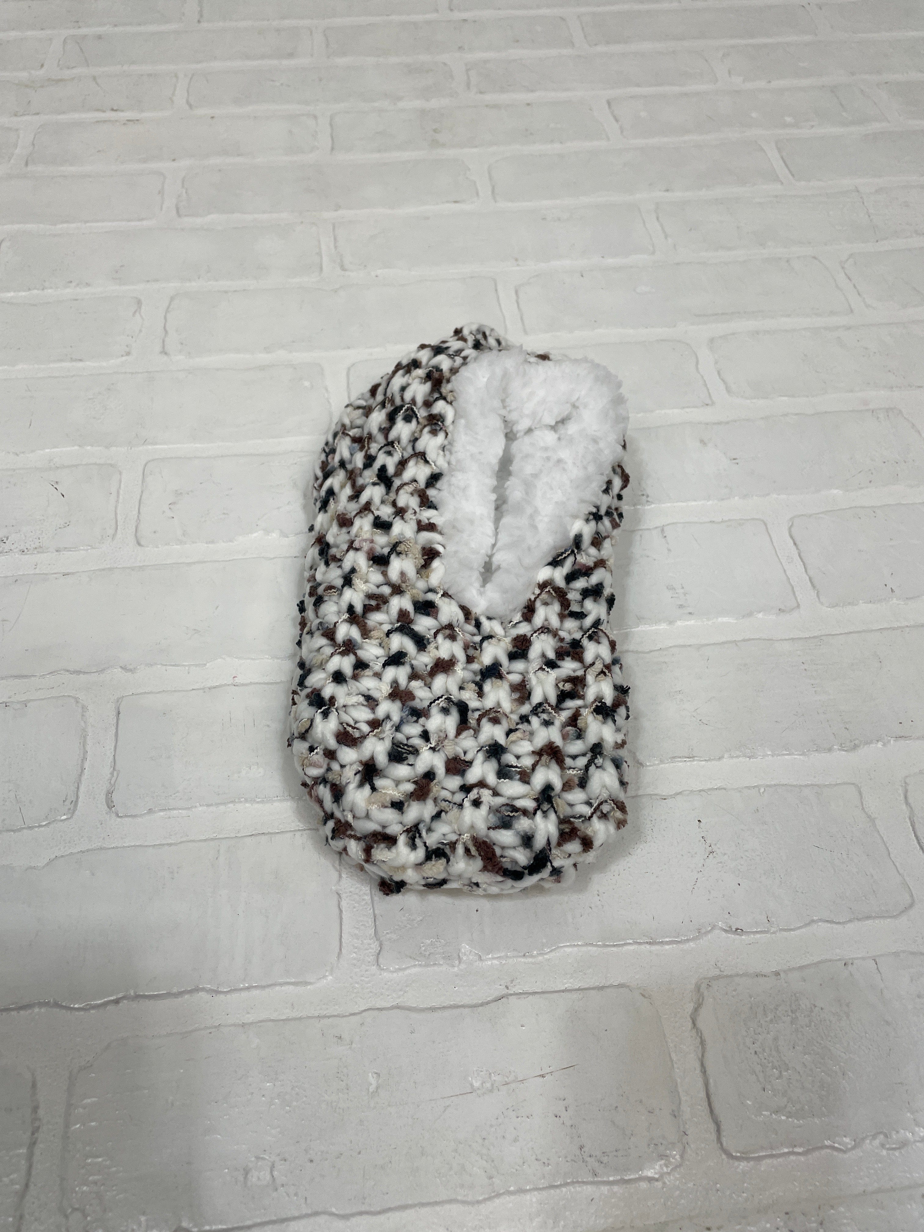 Brown Knit Sherpa Lined Slippers