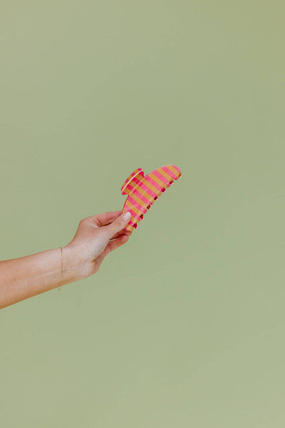POLKA DOT & STRIPED OVERSIZED CLAWS: BROWN AND CREAM STRIPED