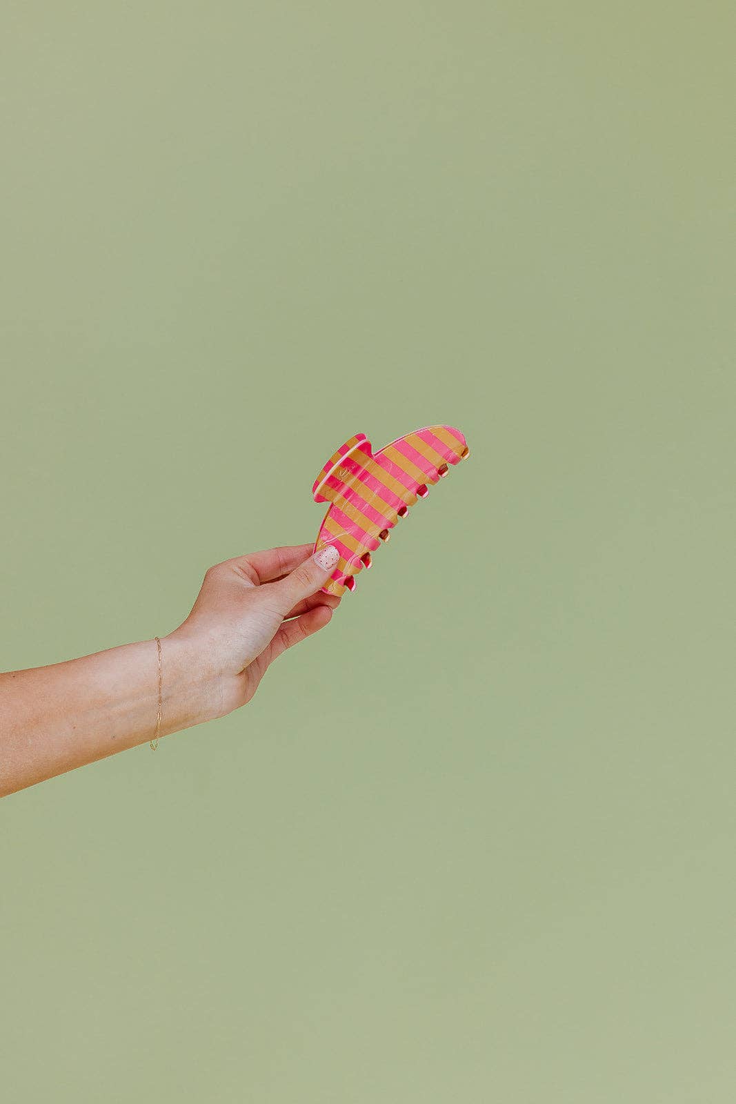 POLKA DOT & STRIPED OVERSIZED CLAWS: BROWN AND BLUE STRIPED