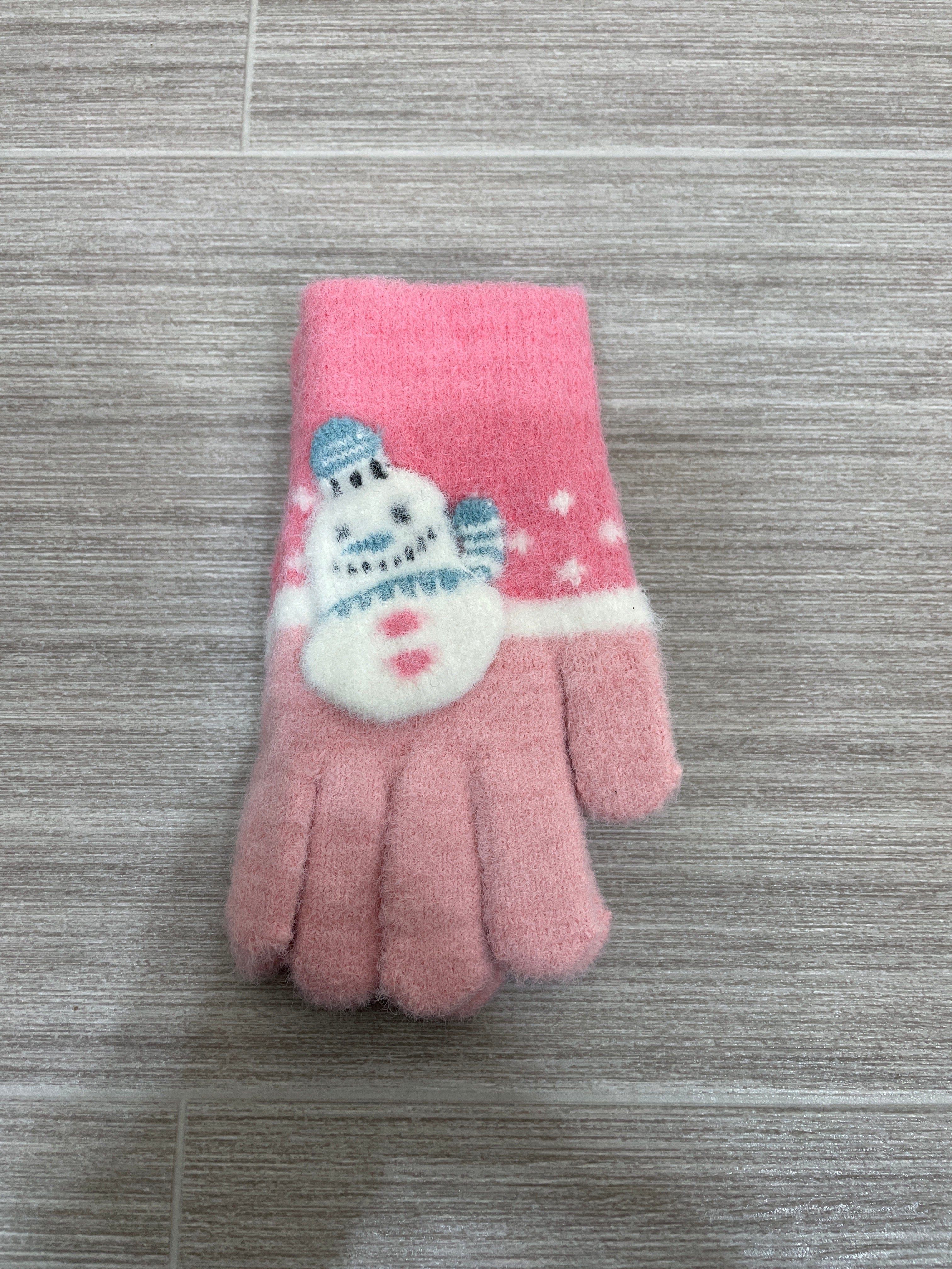 Kid's Pink Snowman Glove