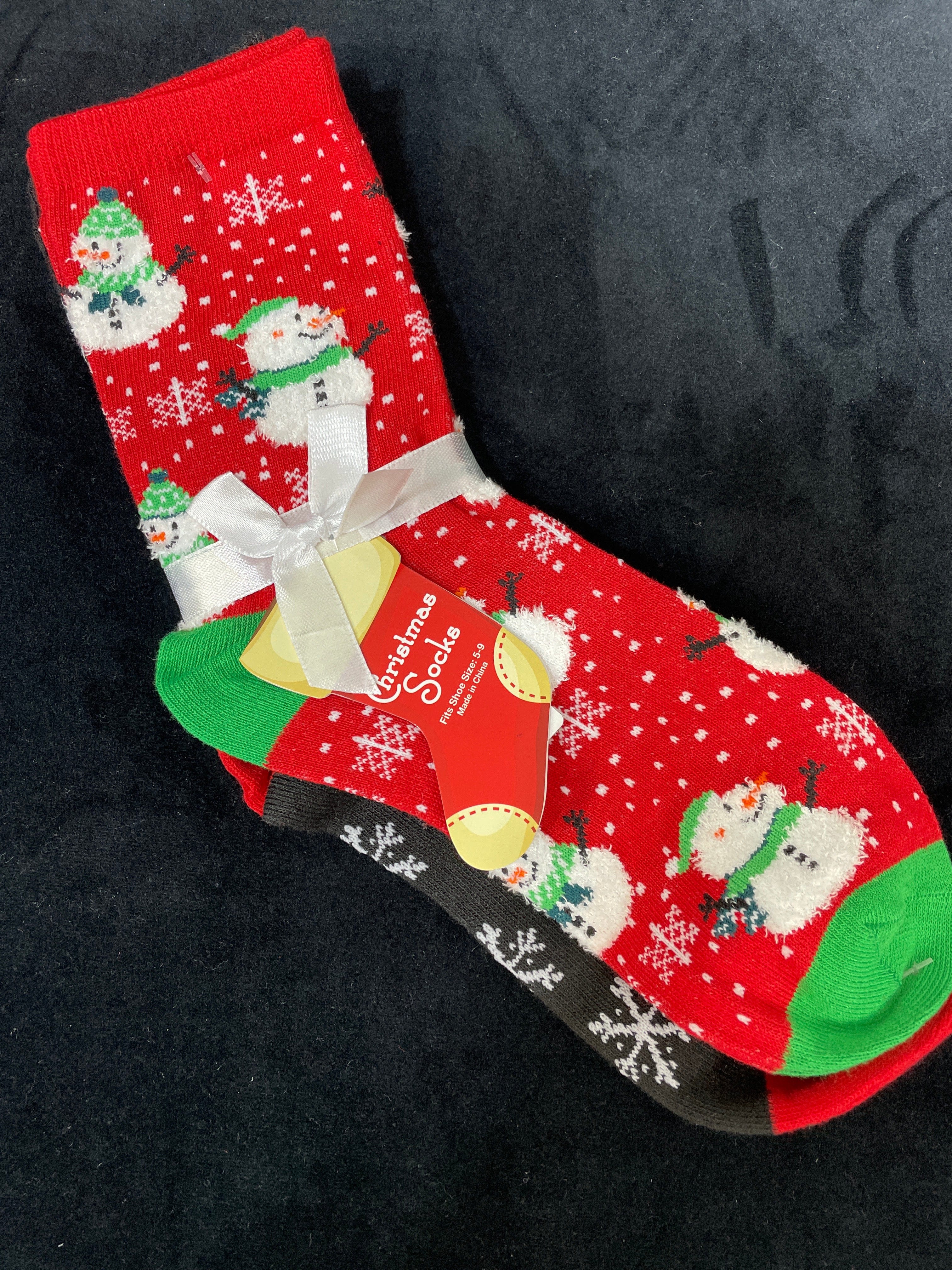 Red Snowman Socks 2pk