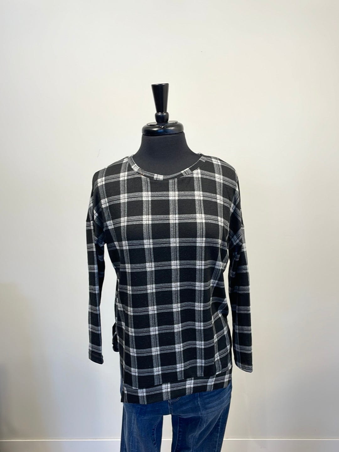 Black & White Plaid Knit Tunic