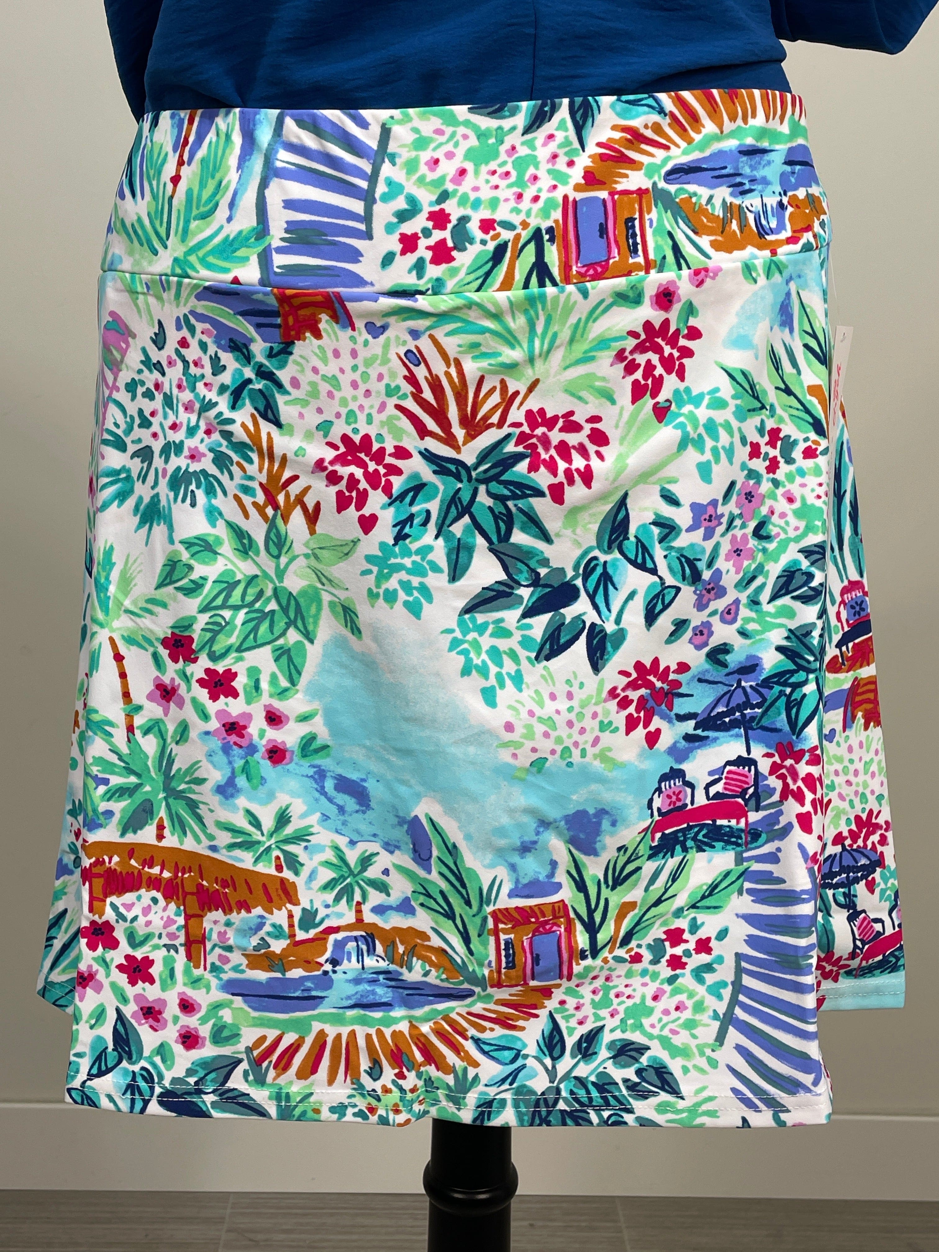White Tropical Beach Tessa Zipper Skort
