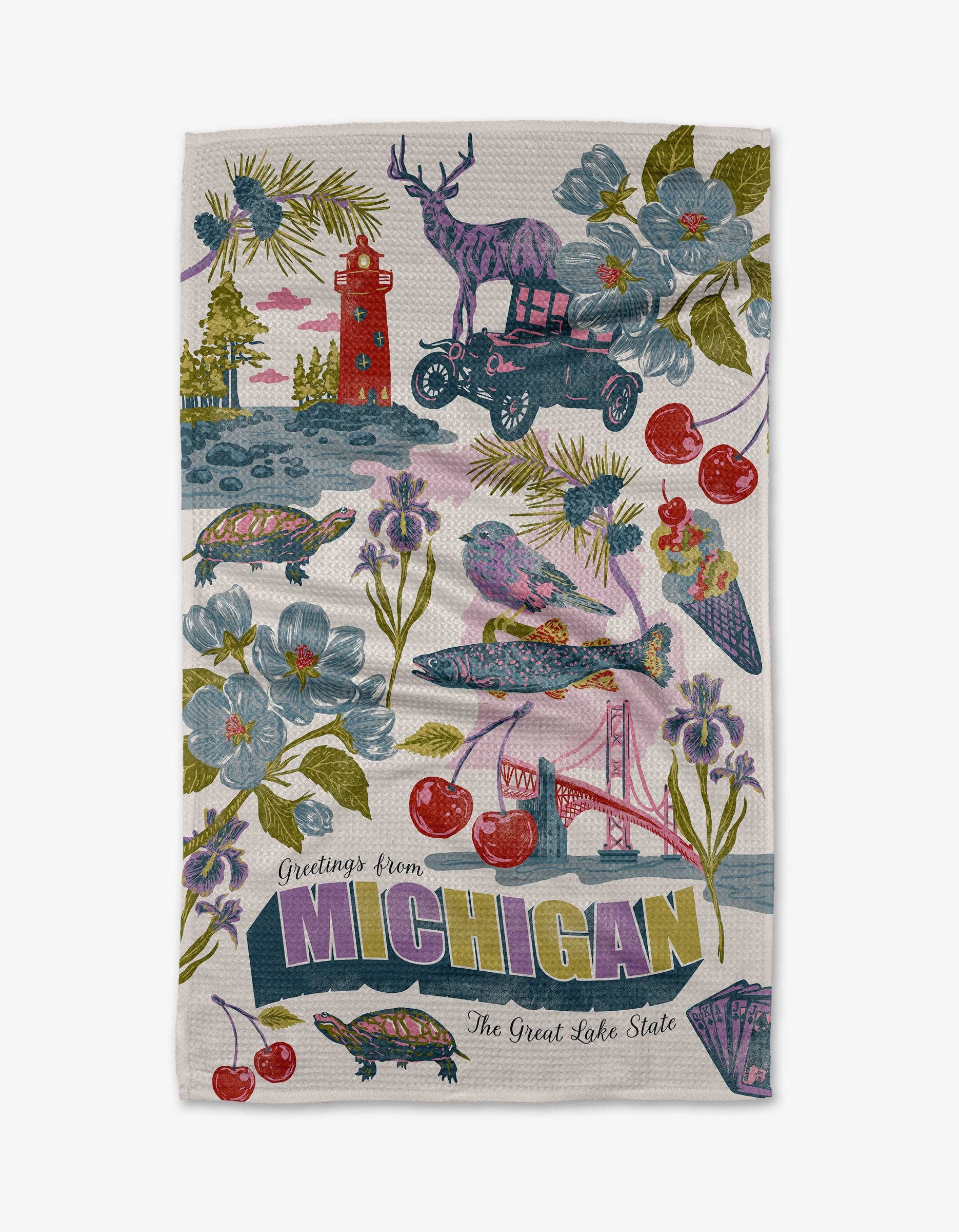 Greetings From Michigan Tea Towel