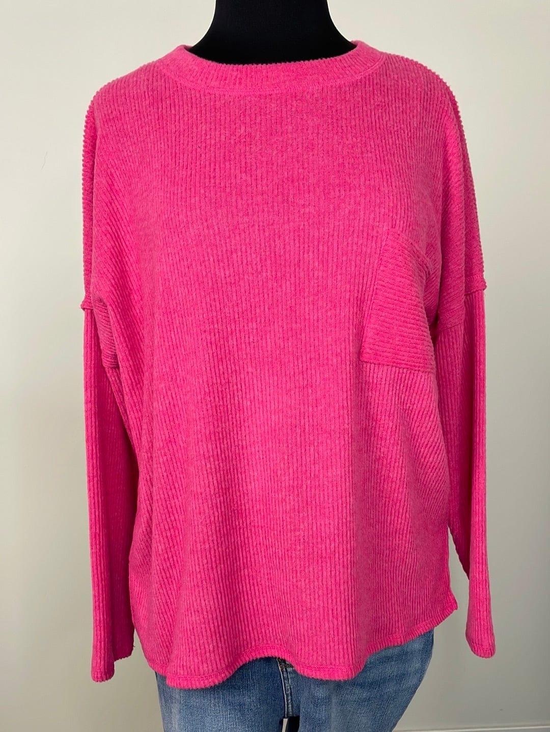Fuchsia Ribbed Hacci Sweater