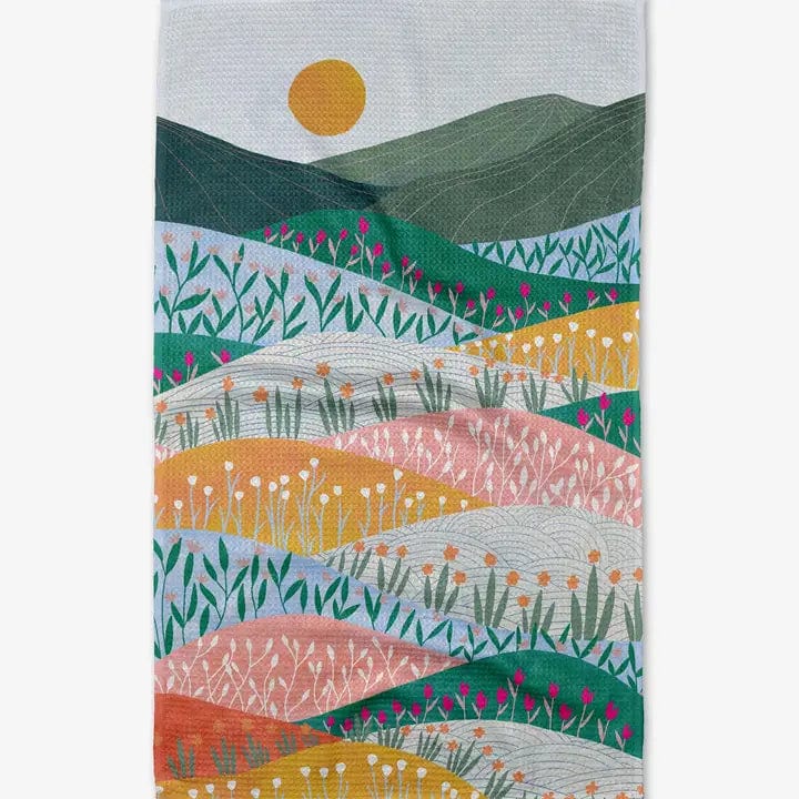 Geometry Sunrise Mountains Tea Towel