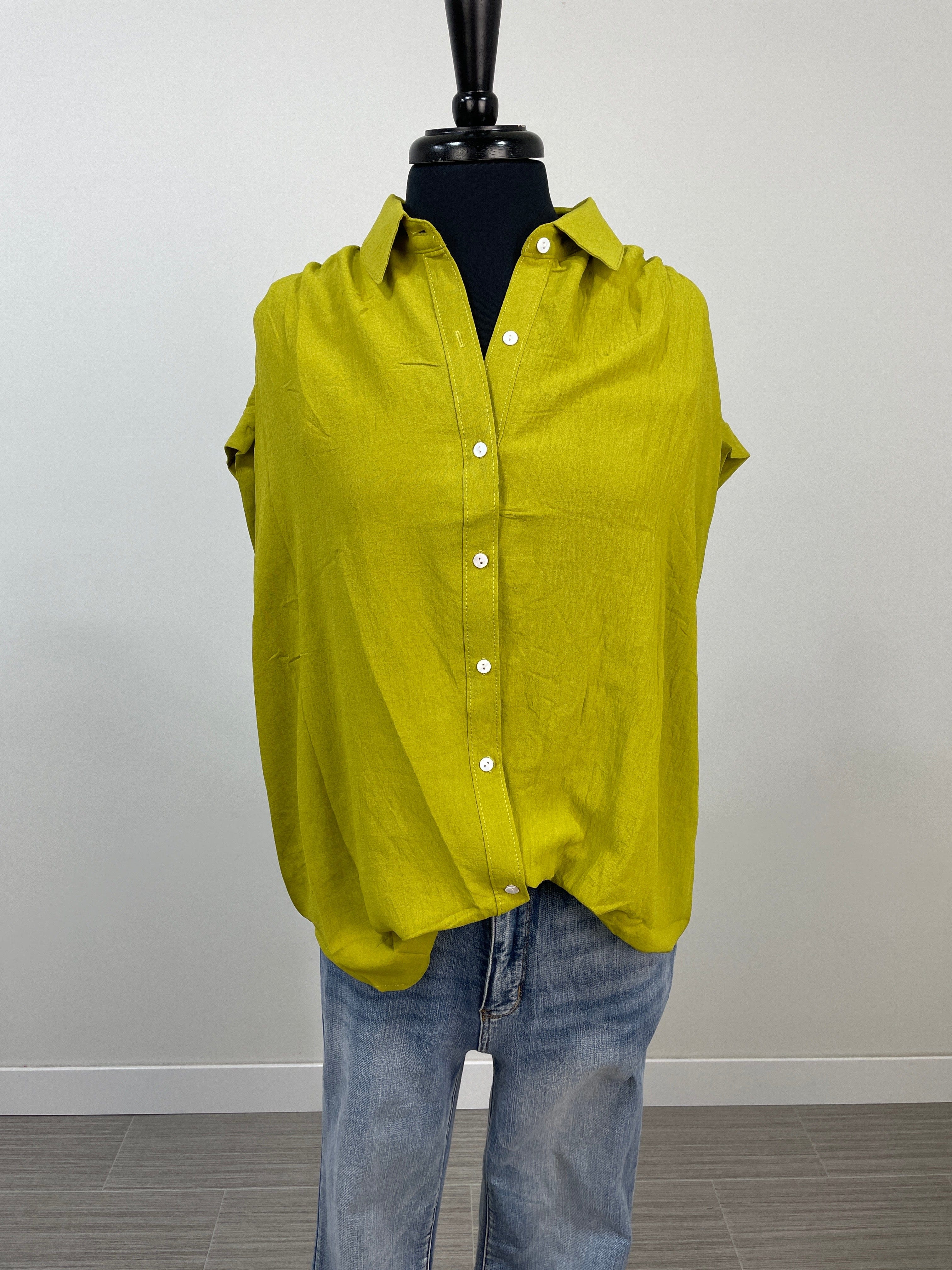 Pear Cuffed Sleeve Button Top