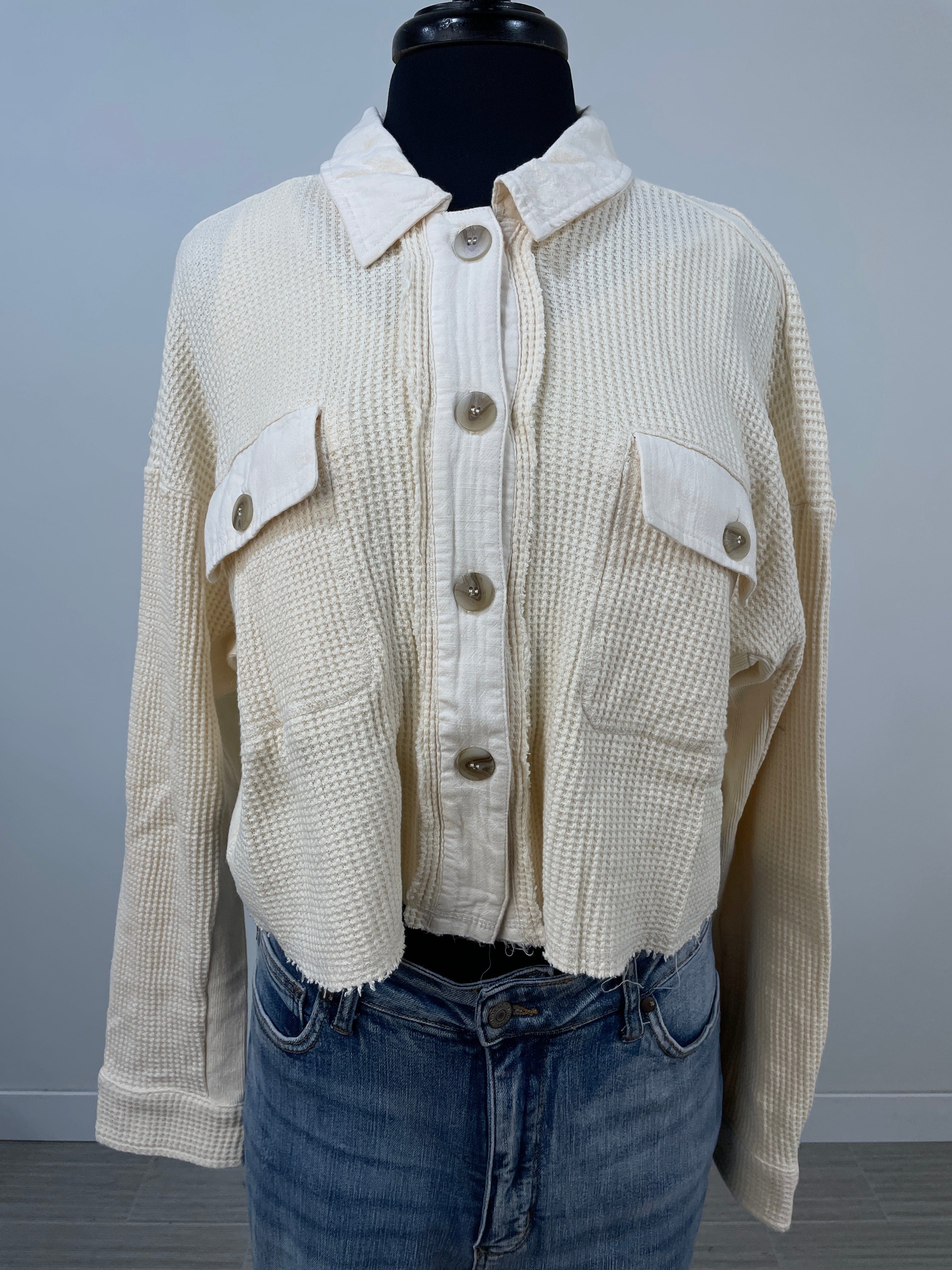 Cream Thermal Crop Jacket