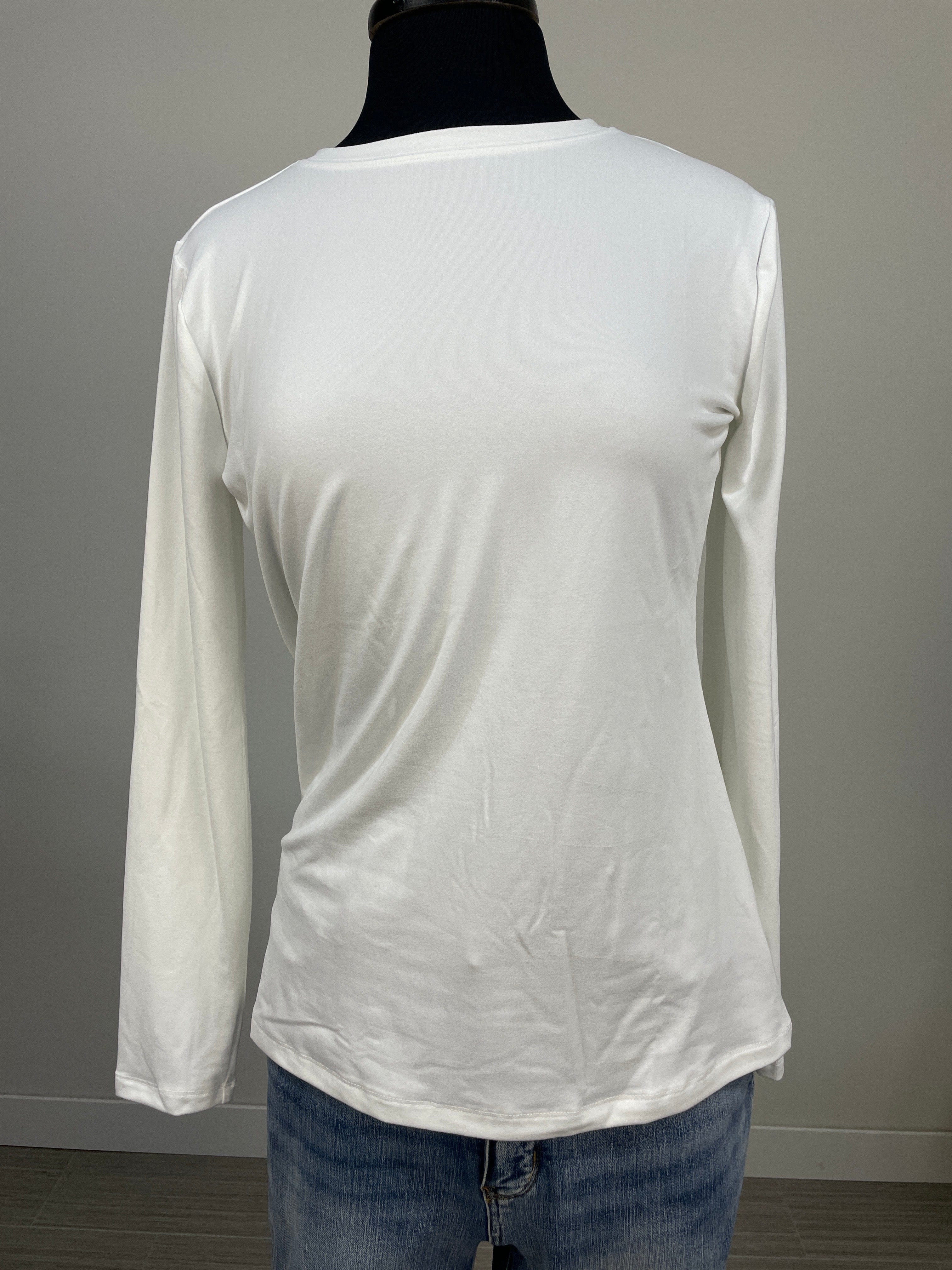 White Basic Long Sleeve Top