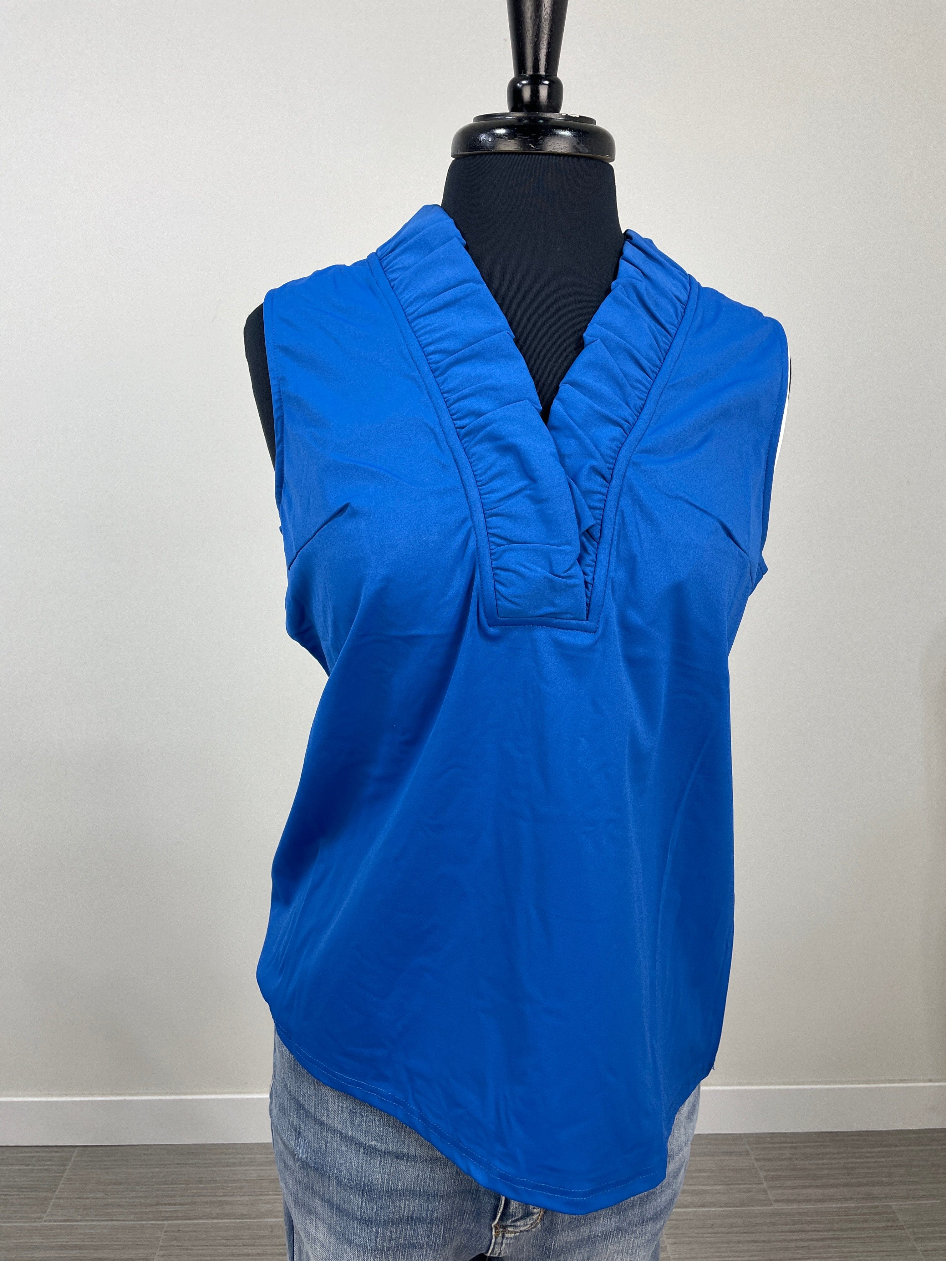 Royal Evelyn Ruffle Neck Sleeveless Top