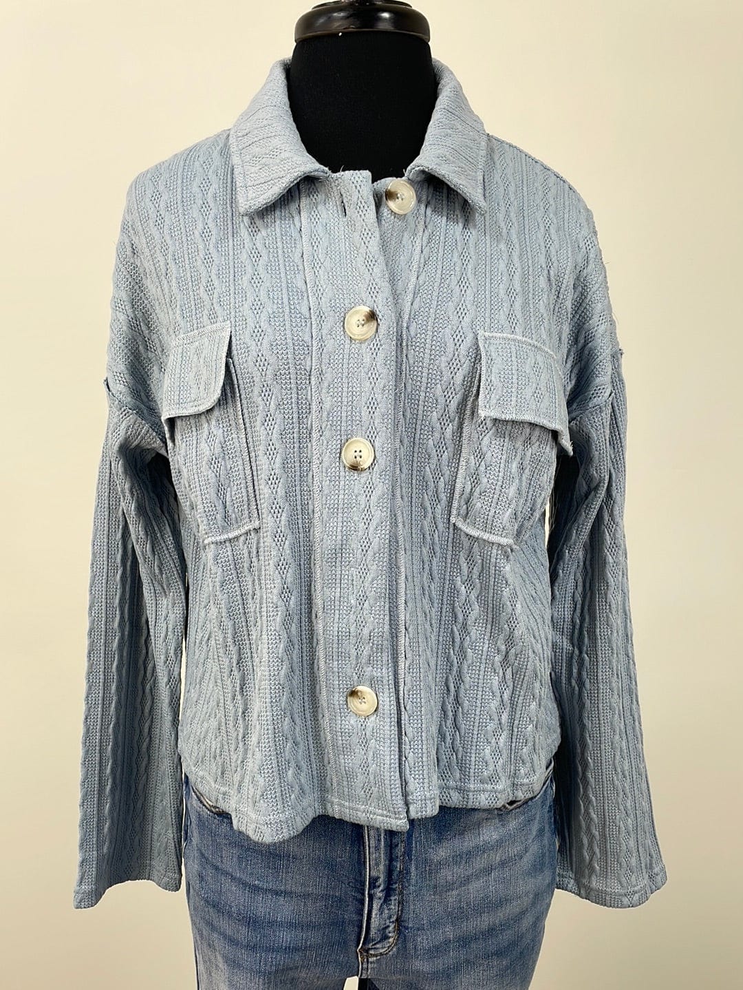 Powder Blue Stitch Detail Jacket