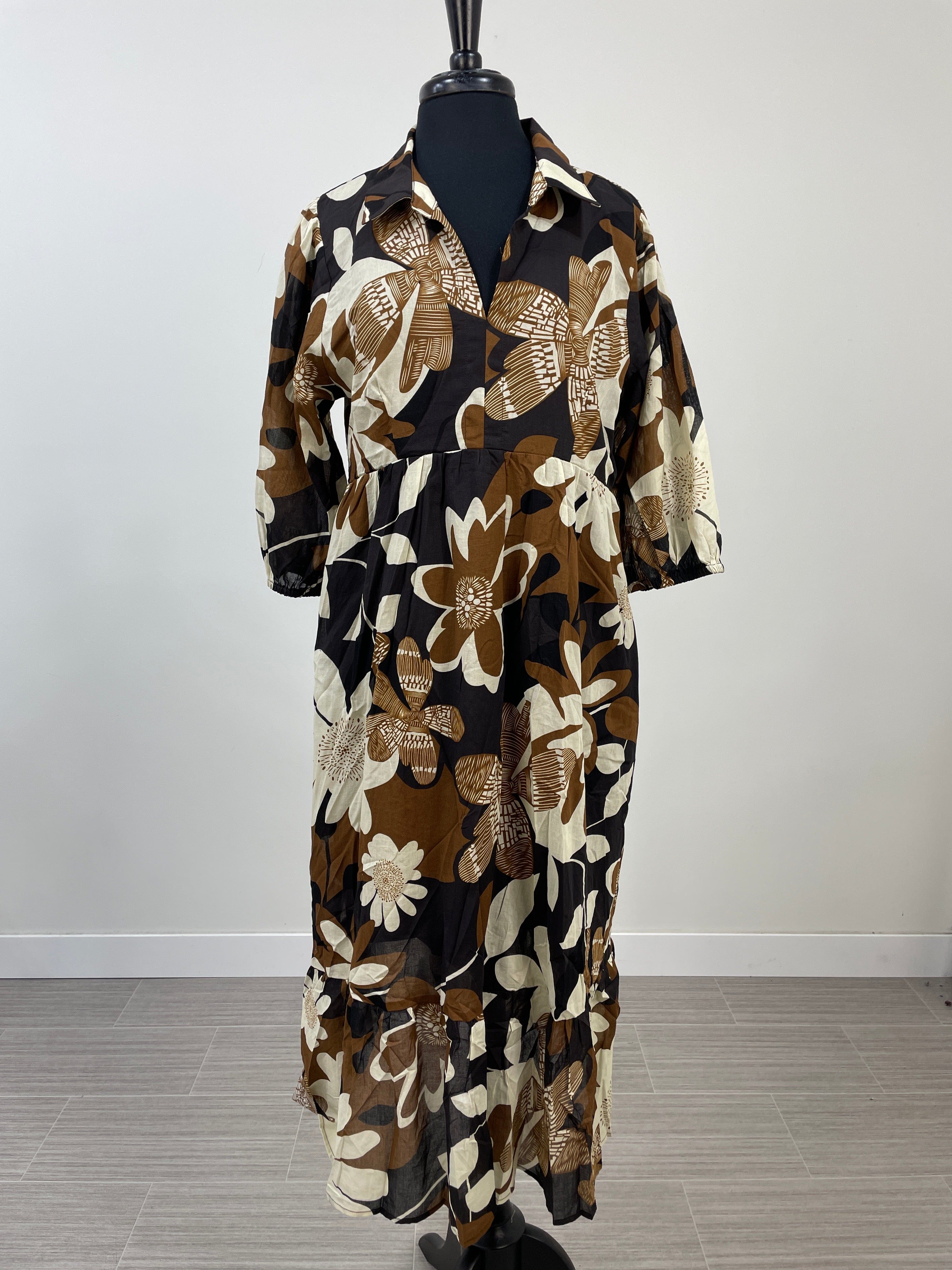 Brown & Cream Floral Dress
