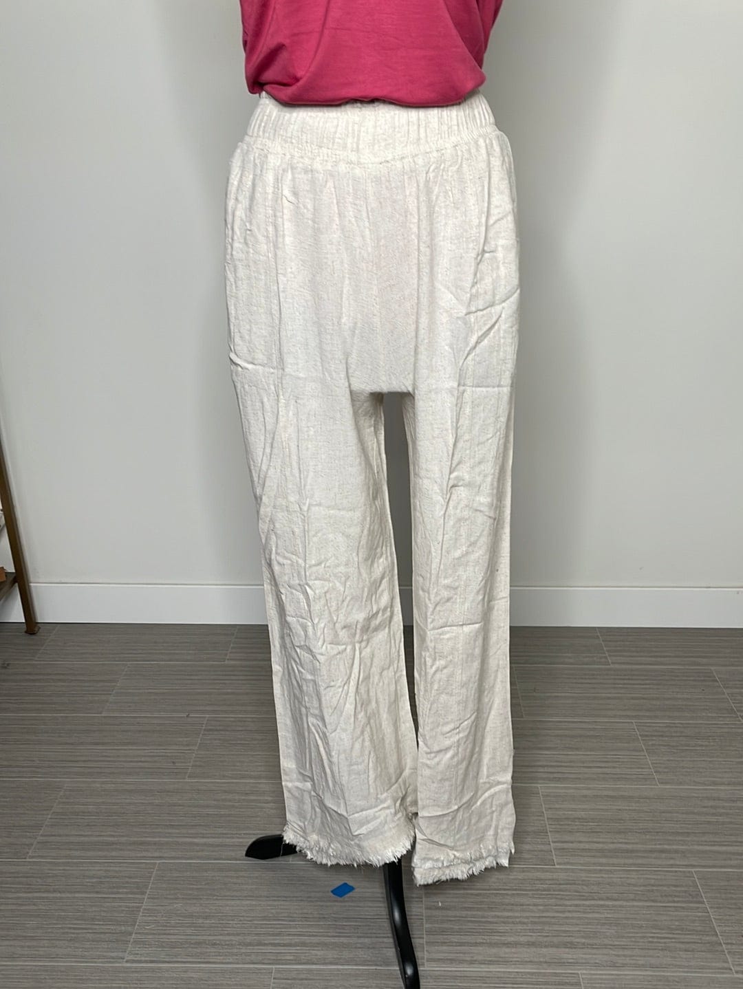 Oatmeal Flowy Frayed Bottom Pant