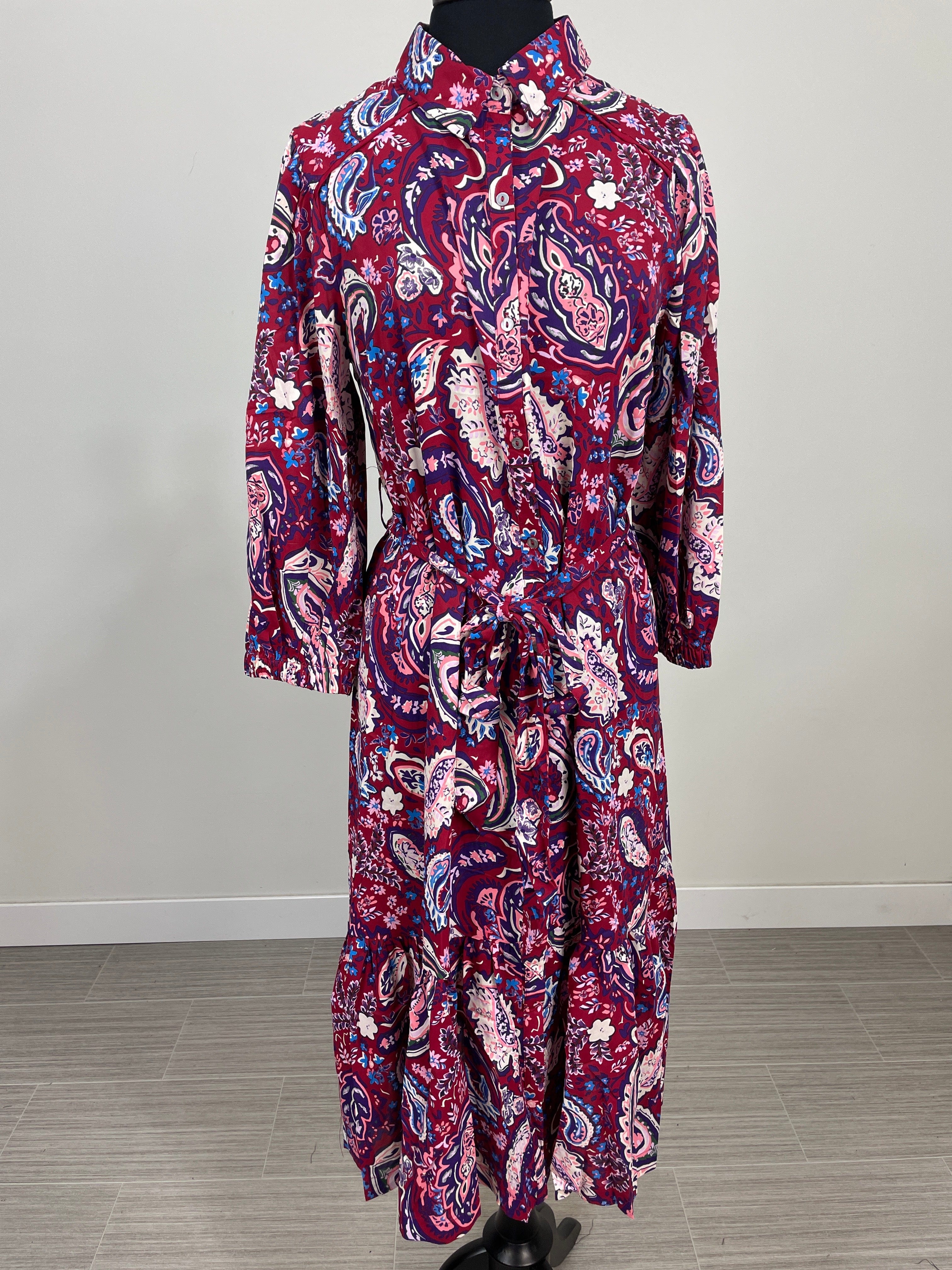 Wine Paisley Print Maxi Dress