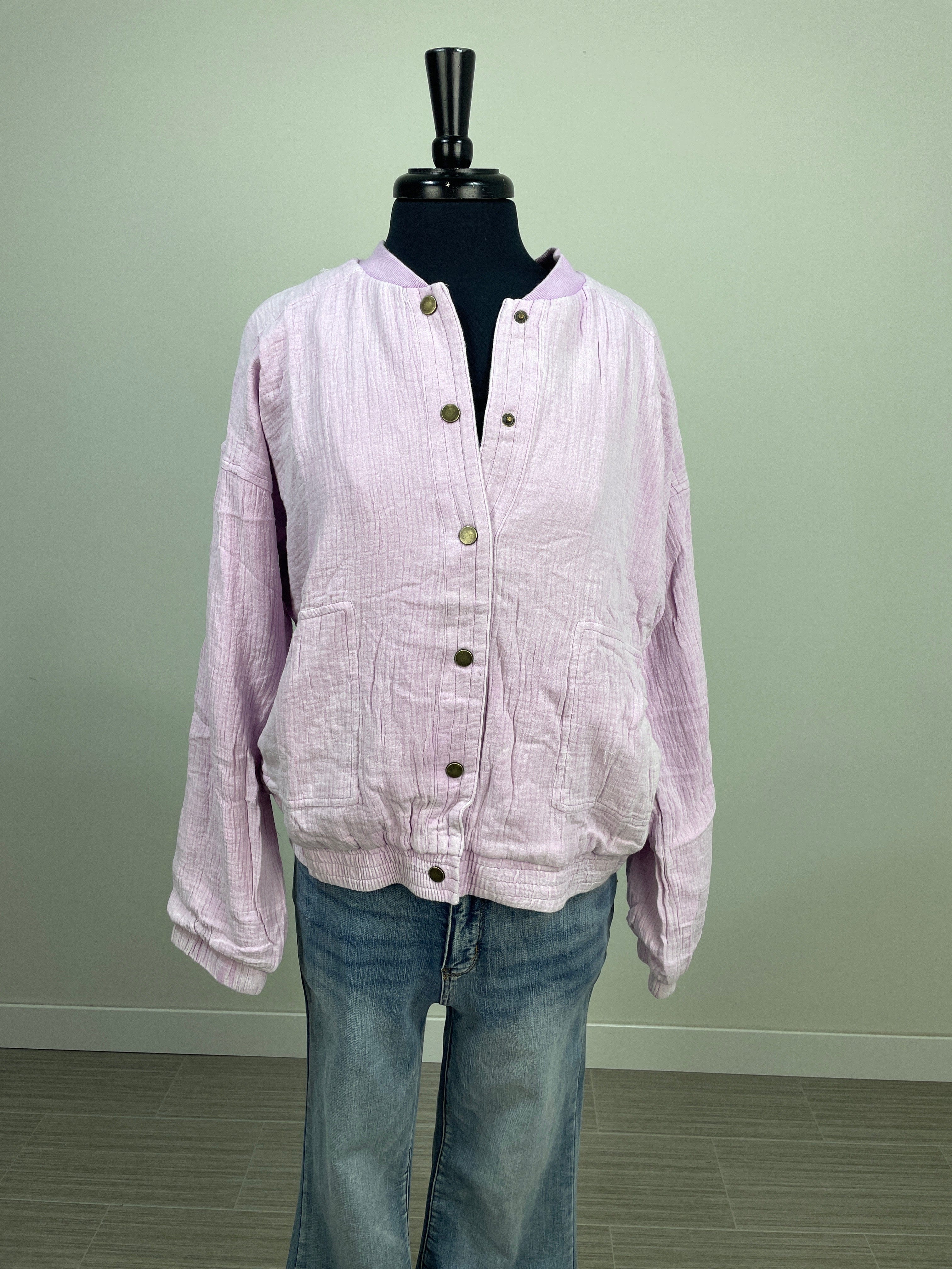 Orchid Purple Gauze Bomber Jacket