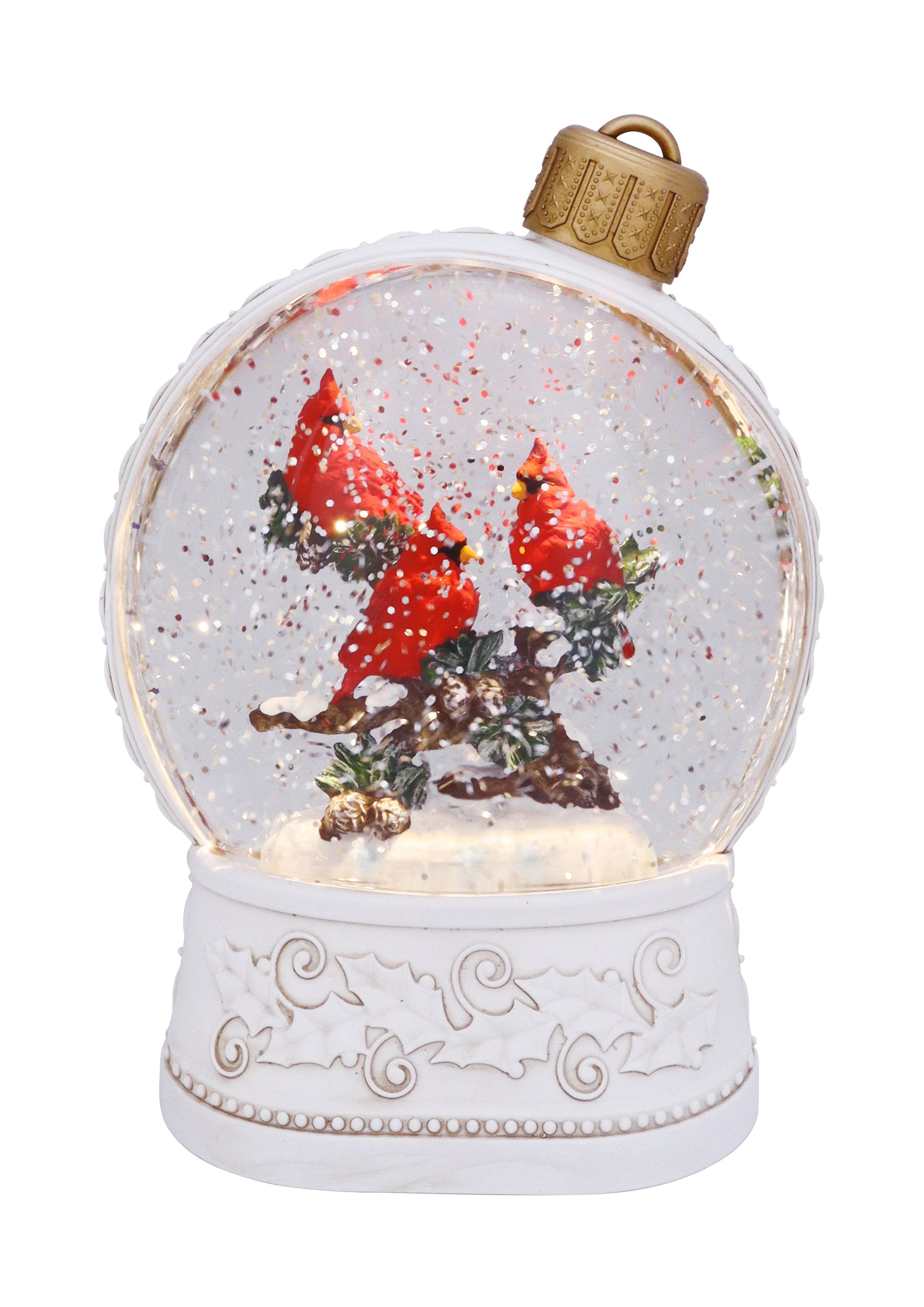 Cardinal Trio Ornament Glitter Lantern
