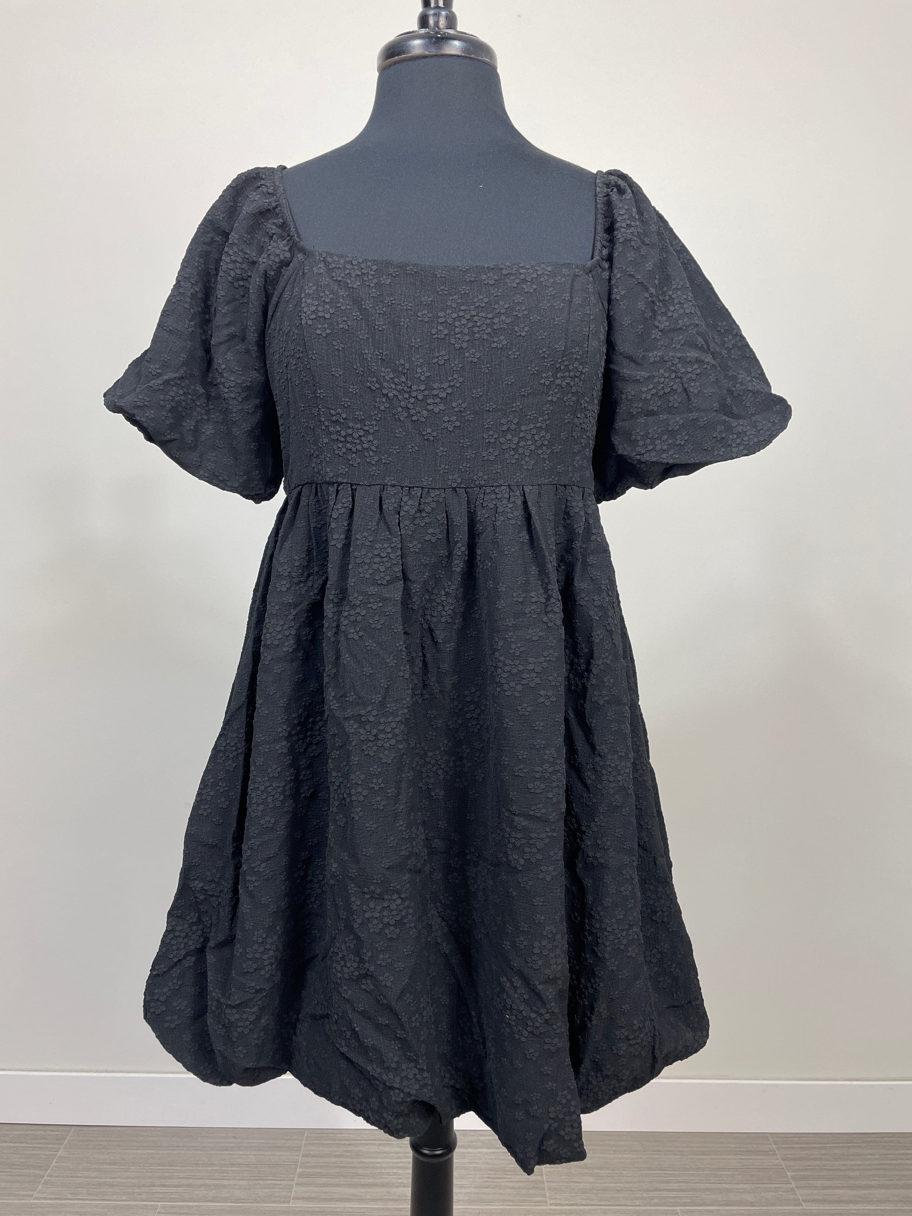 Black Texture Babydoll Dress