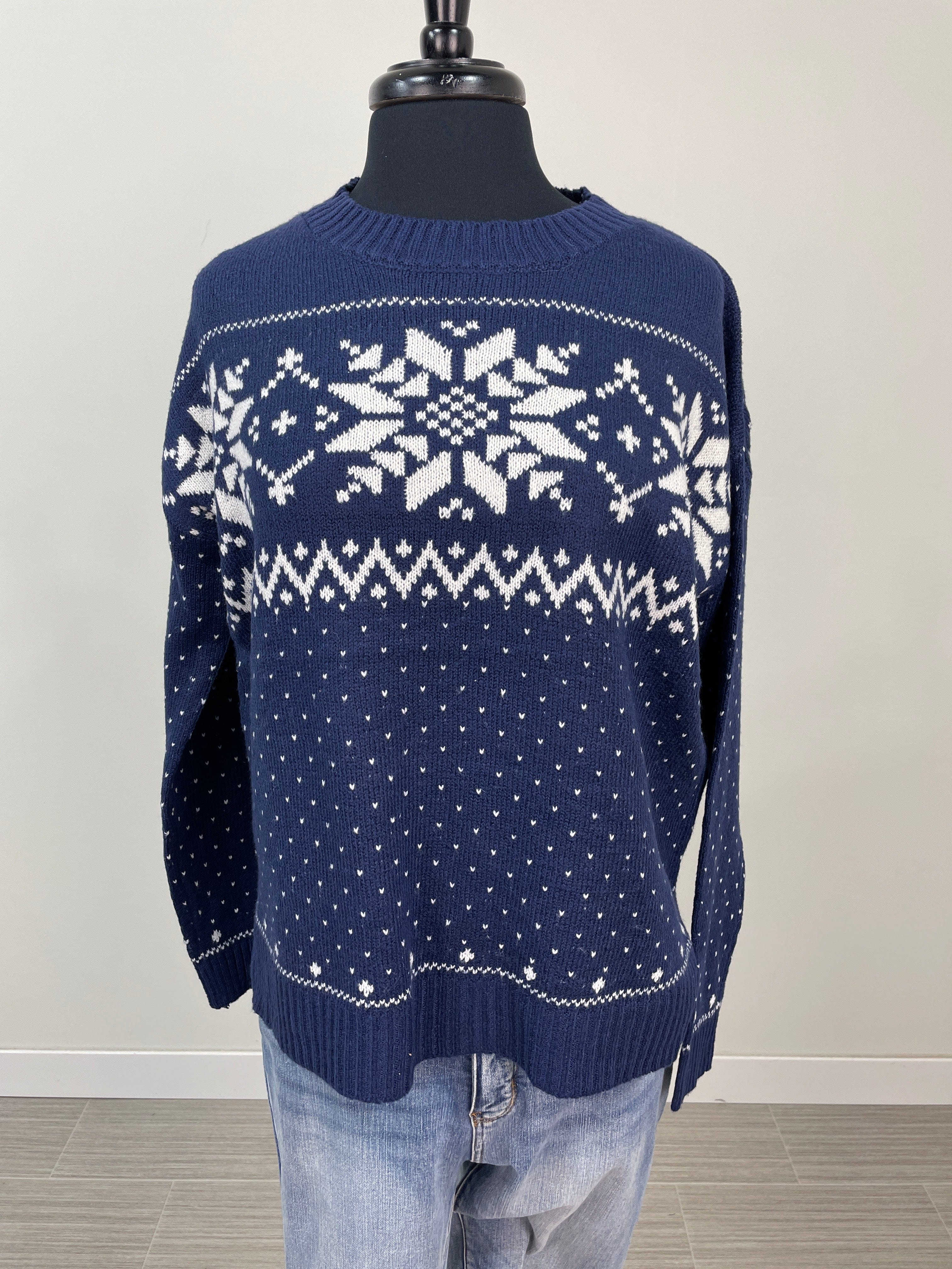 Navy Snowflake Sweater