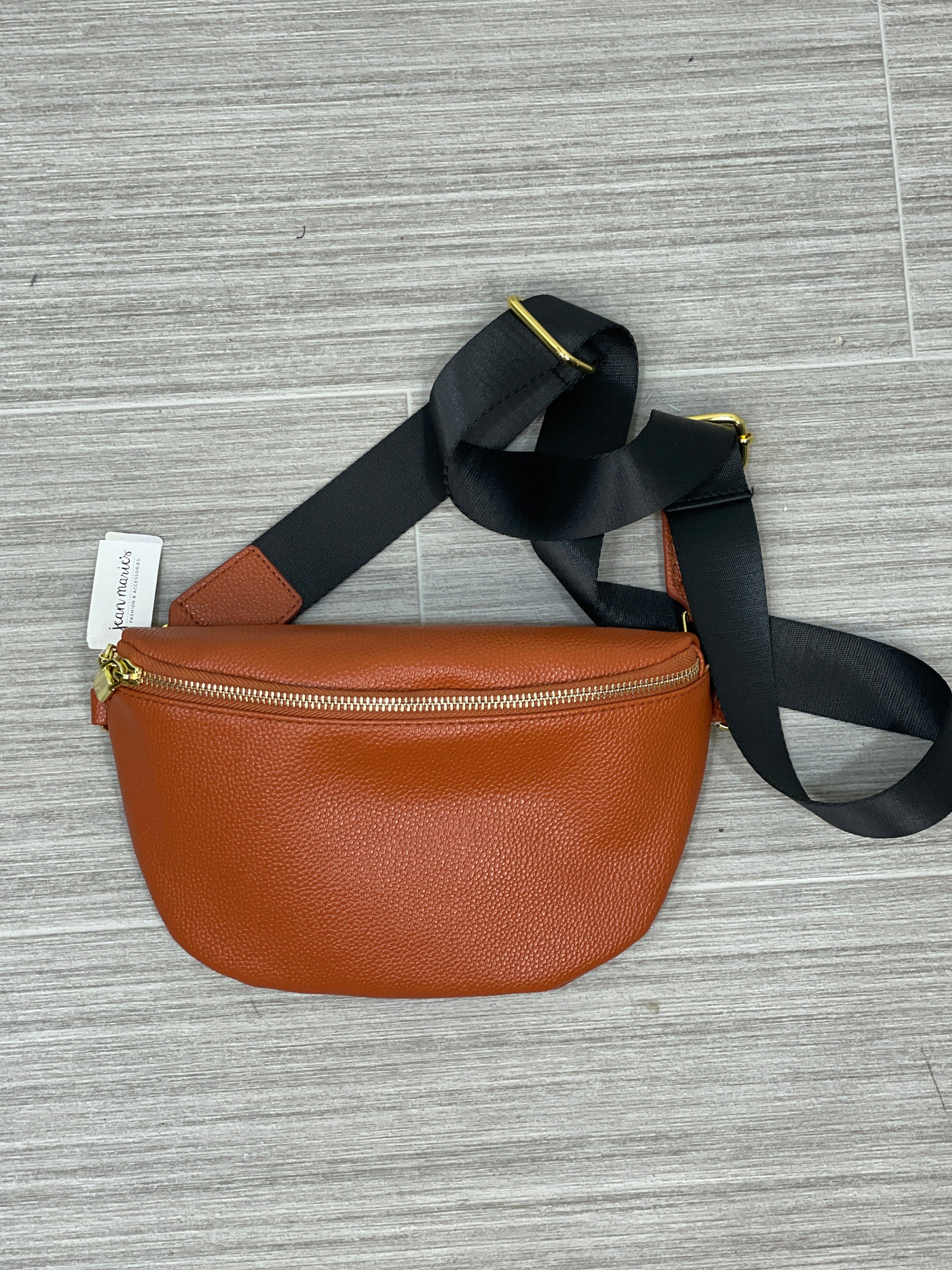Cognac Leatherette Belt Bag