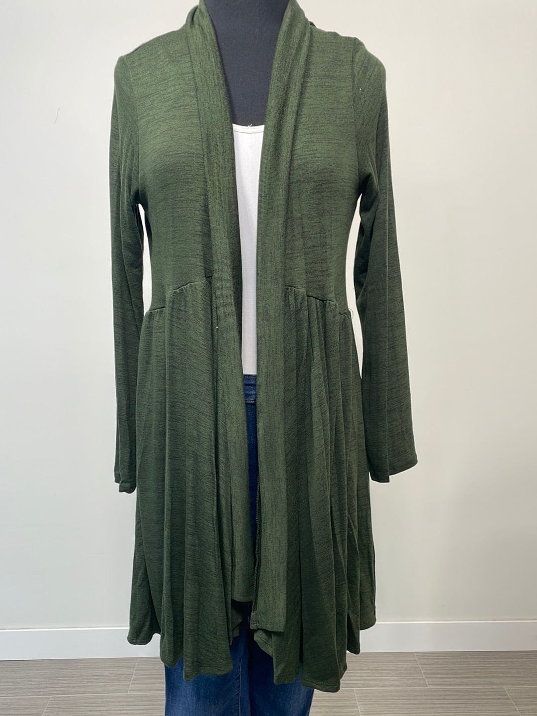Forest Green Marled Flowy Cardigan