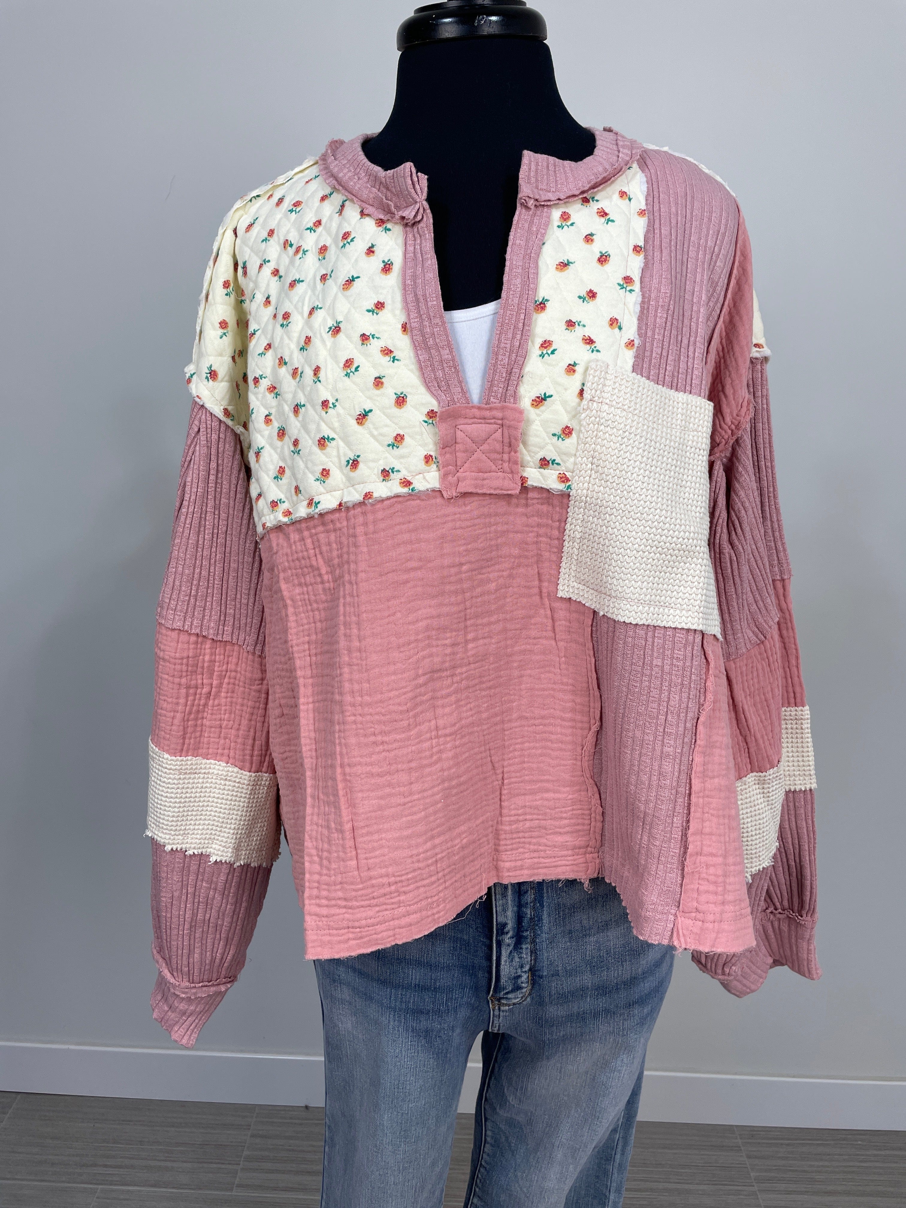 Flamingo Pink Quilted Rib Top