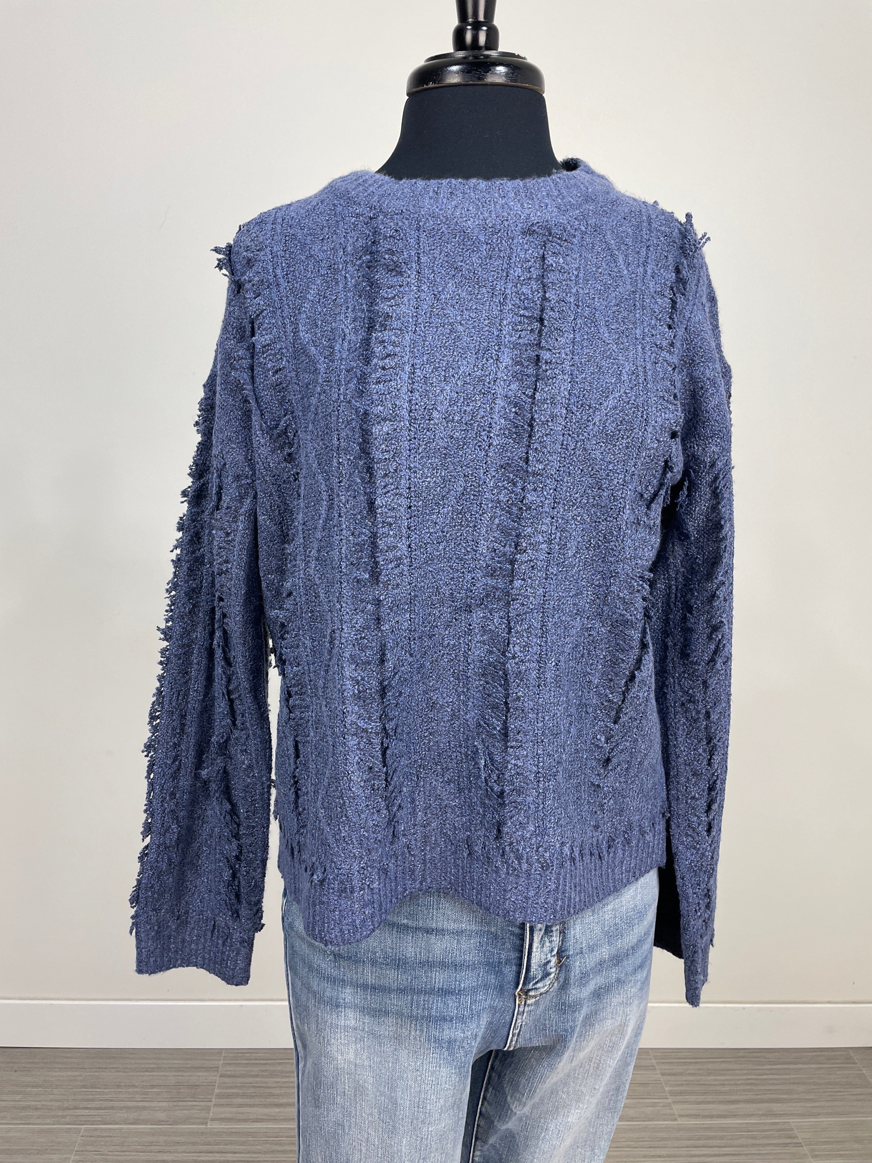 Denim Fringe Detail Sweater