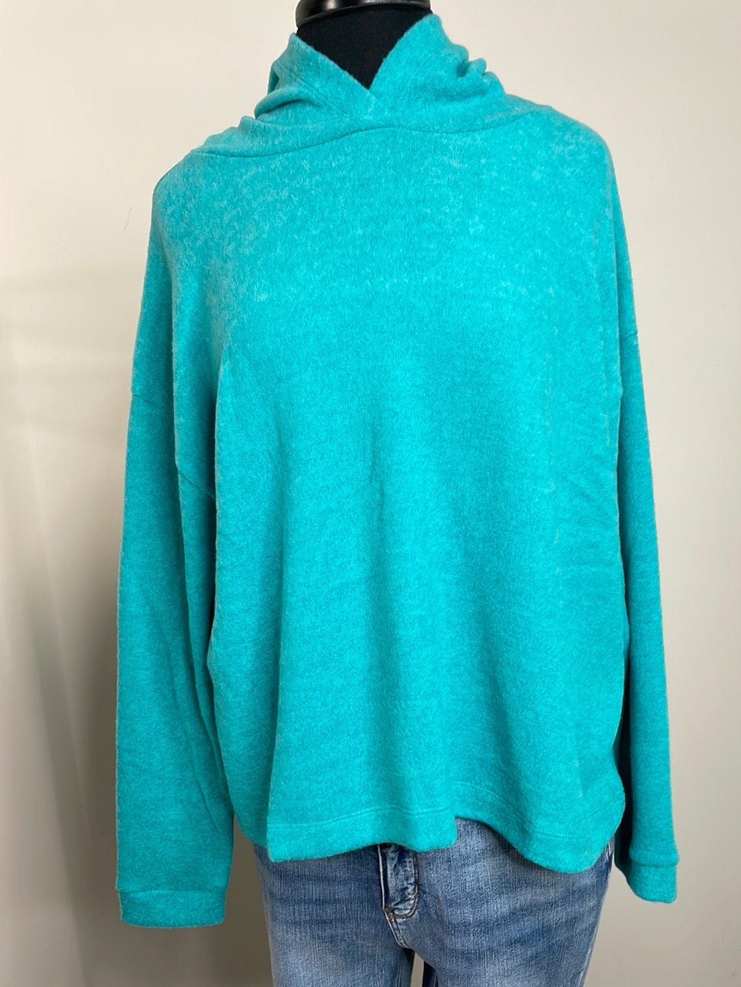 Teal Hooded Brushed Hacci Sweater