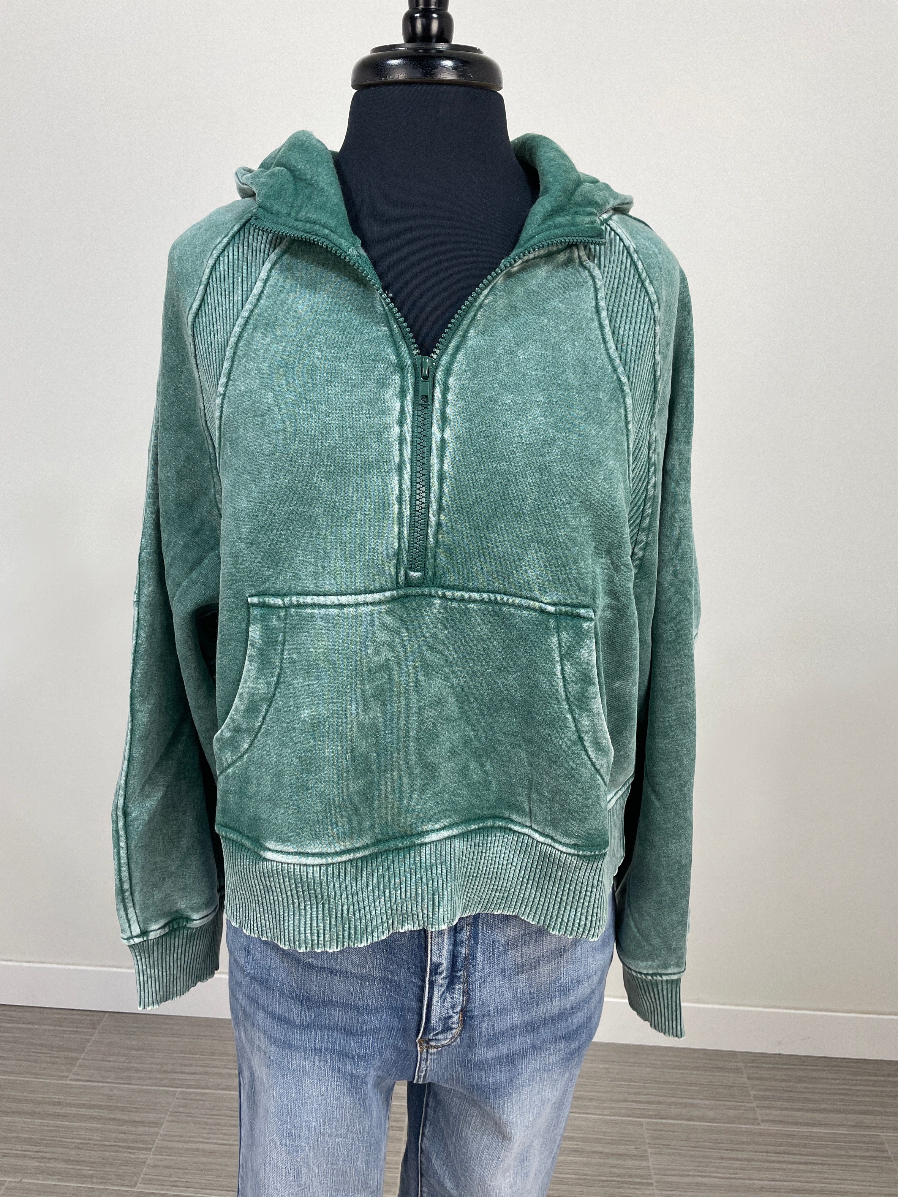Green Mineral Wash Hoodie