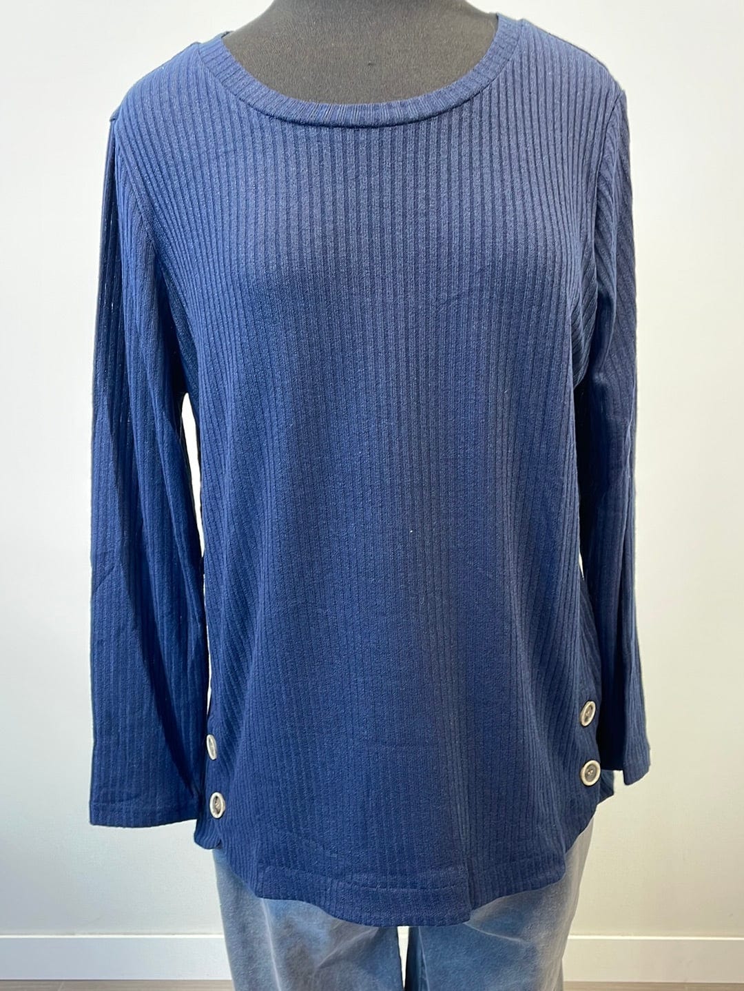 Navy Essential Ribbed Top