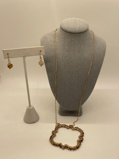 Brown Stone Geo Pendant Necklace