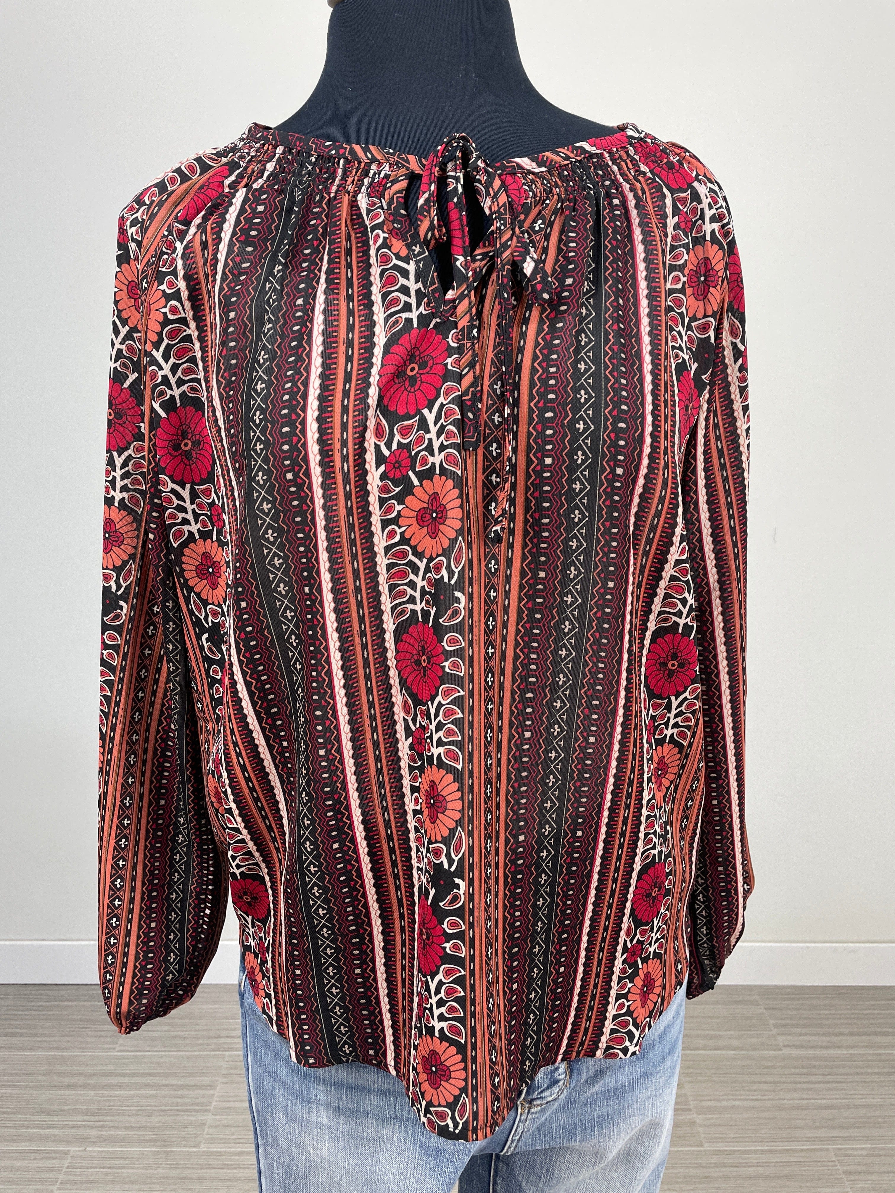 Multi Floral Stripe Blouse