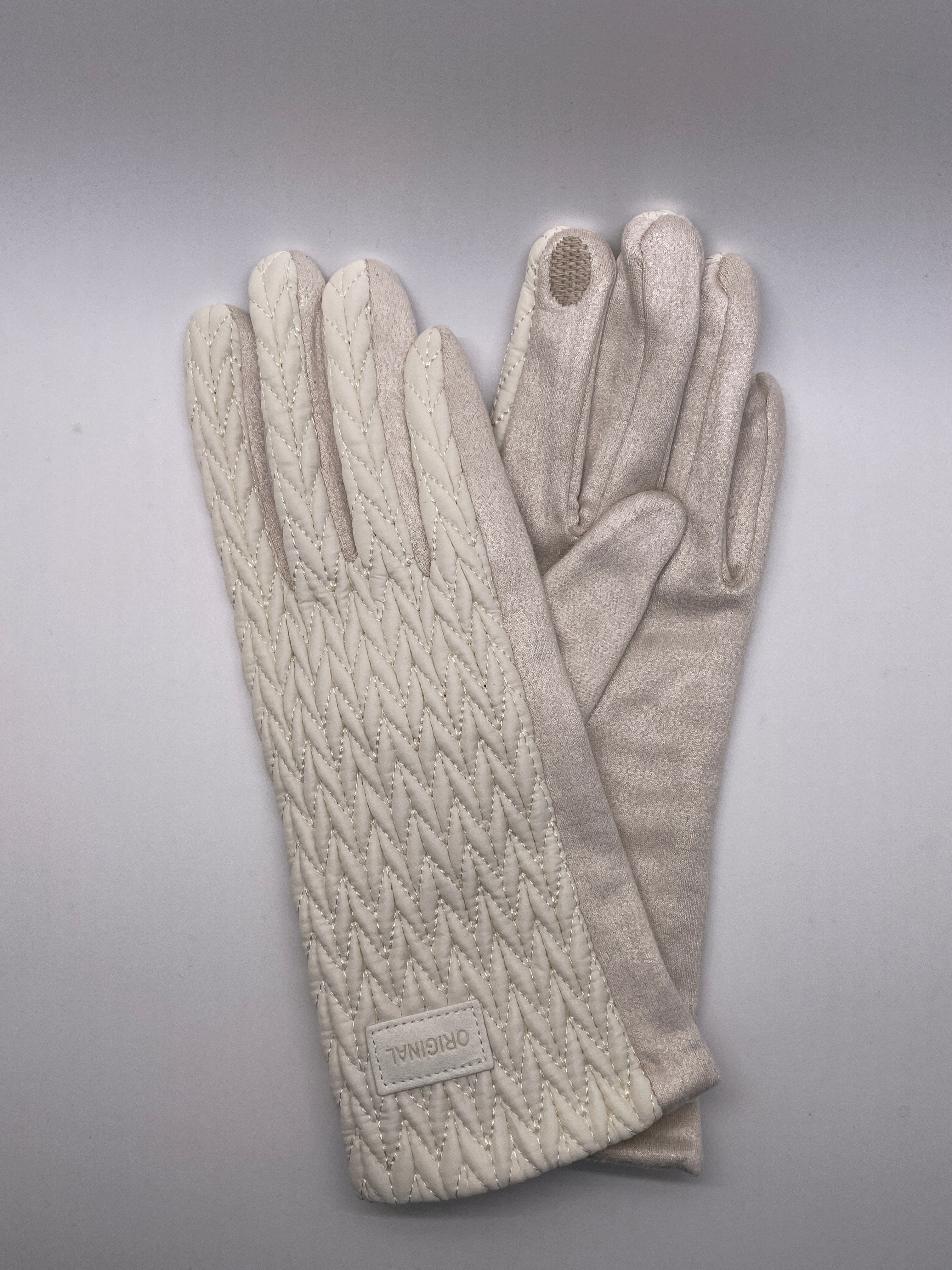 White Stocking Stitch Texture Gloves