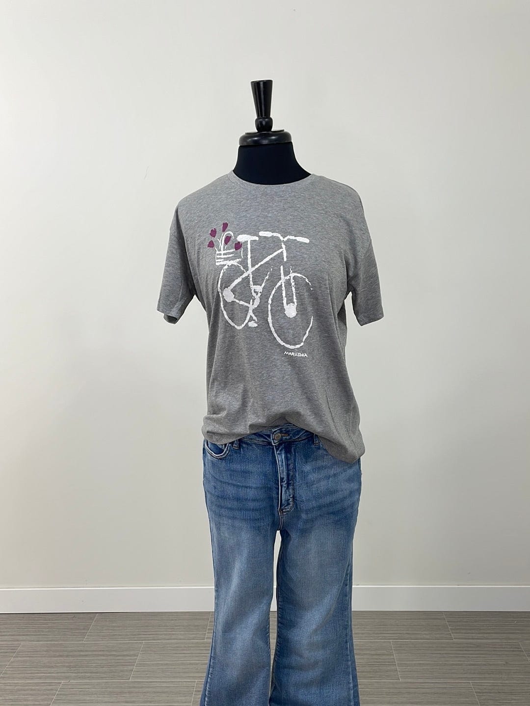 Grey Bike Tulips Hi-Low Tee