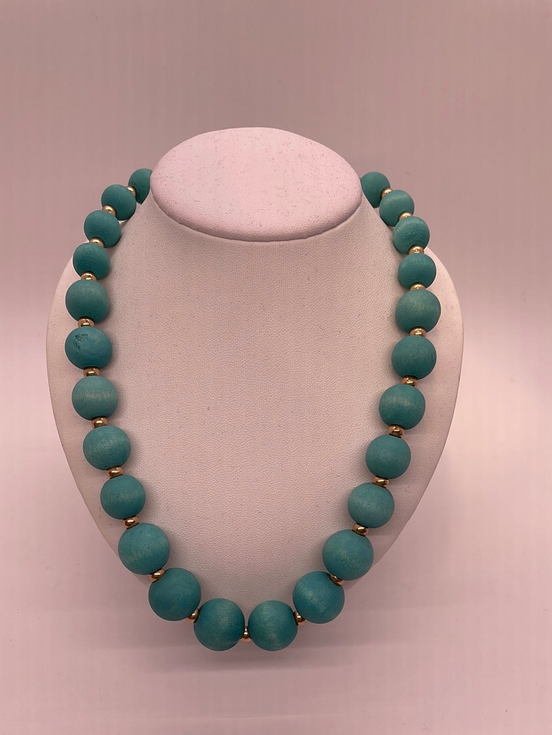 Turquoise Wood Beaded Necklace