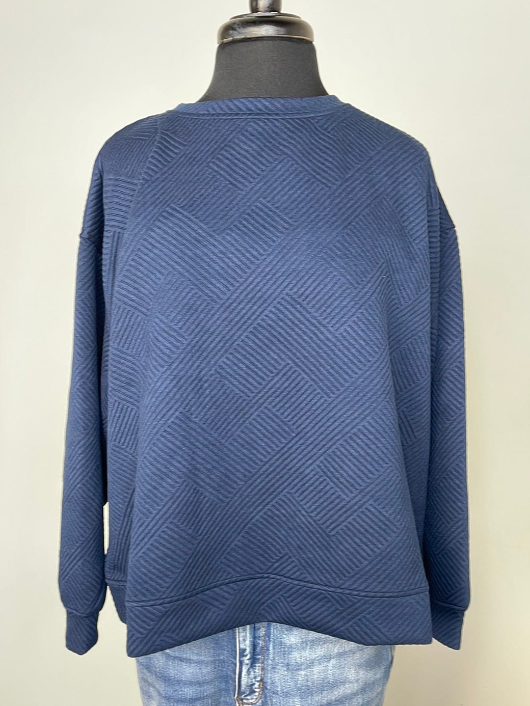 Navy Textured Lounge Wear Top