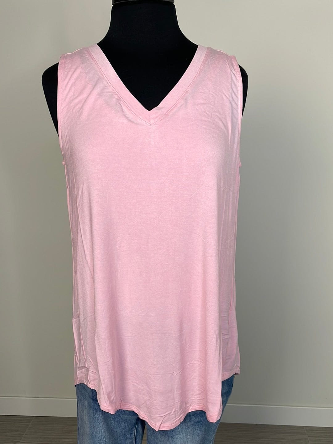 Dusty Pink Luxe V-neck Sleeveless Top