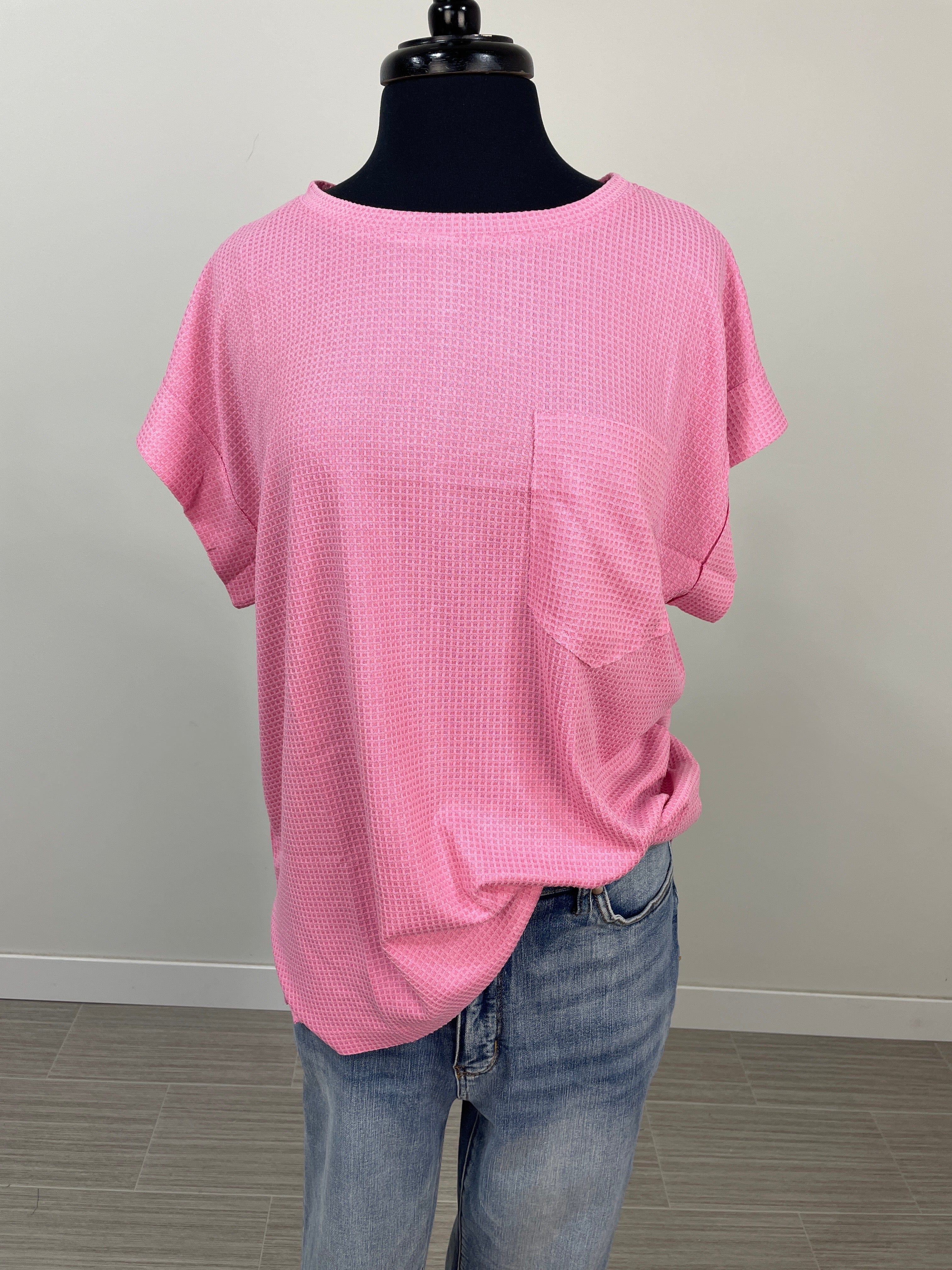 Blossom Pink Waffle Detail Top
