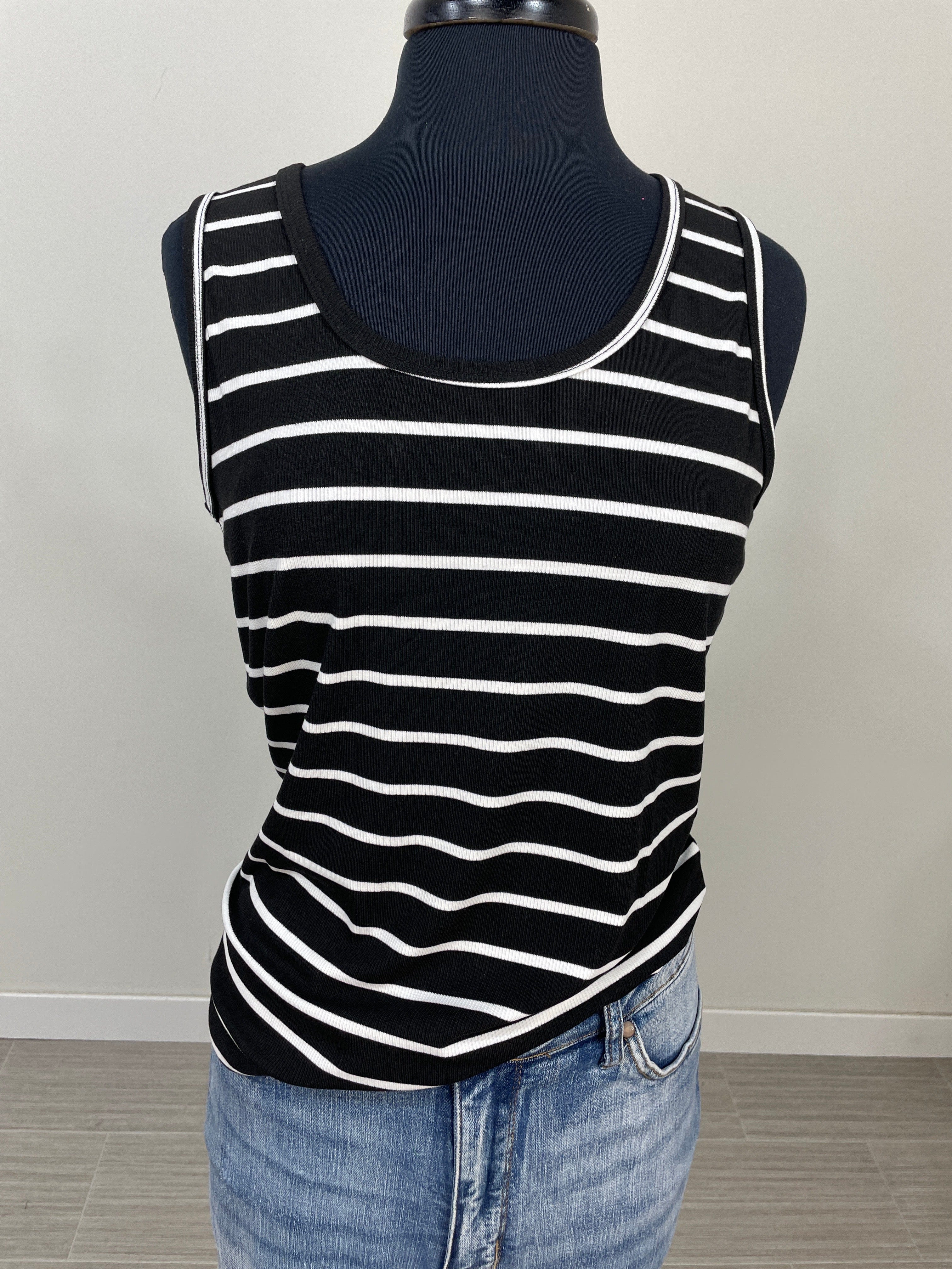 Black Striped Sleeveless Top